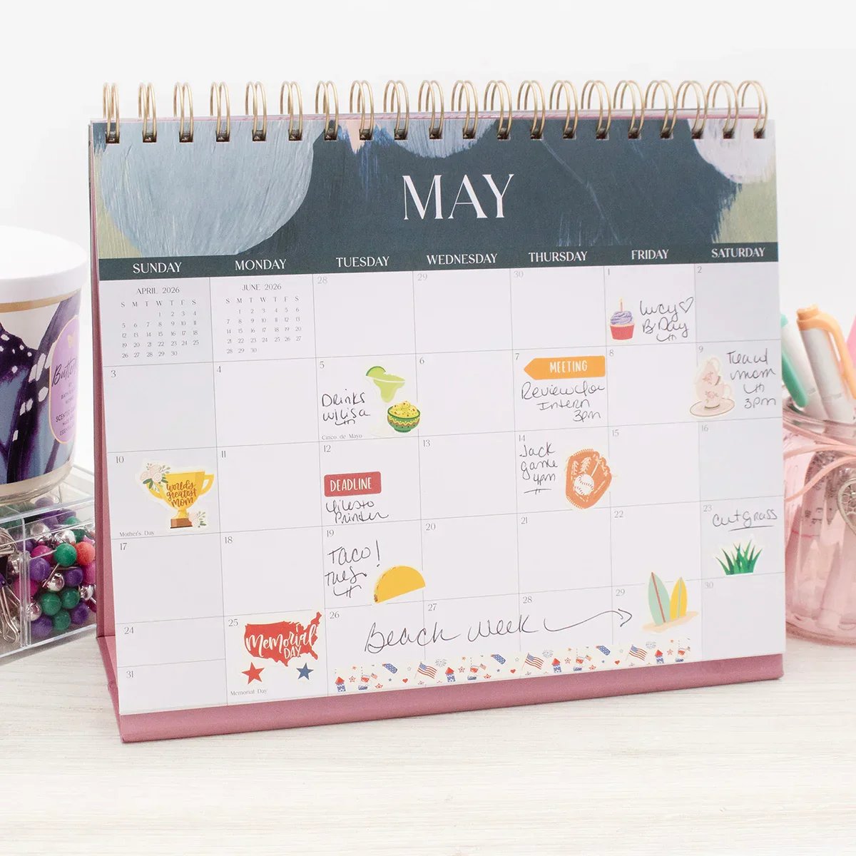 2026-2027 19 Month Standing Flip Desk Calendar, 8" x 10", Paint Strokes - Image 11