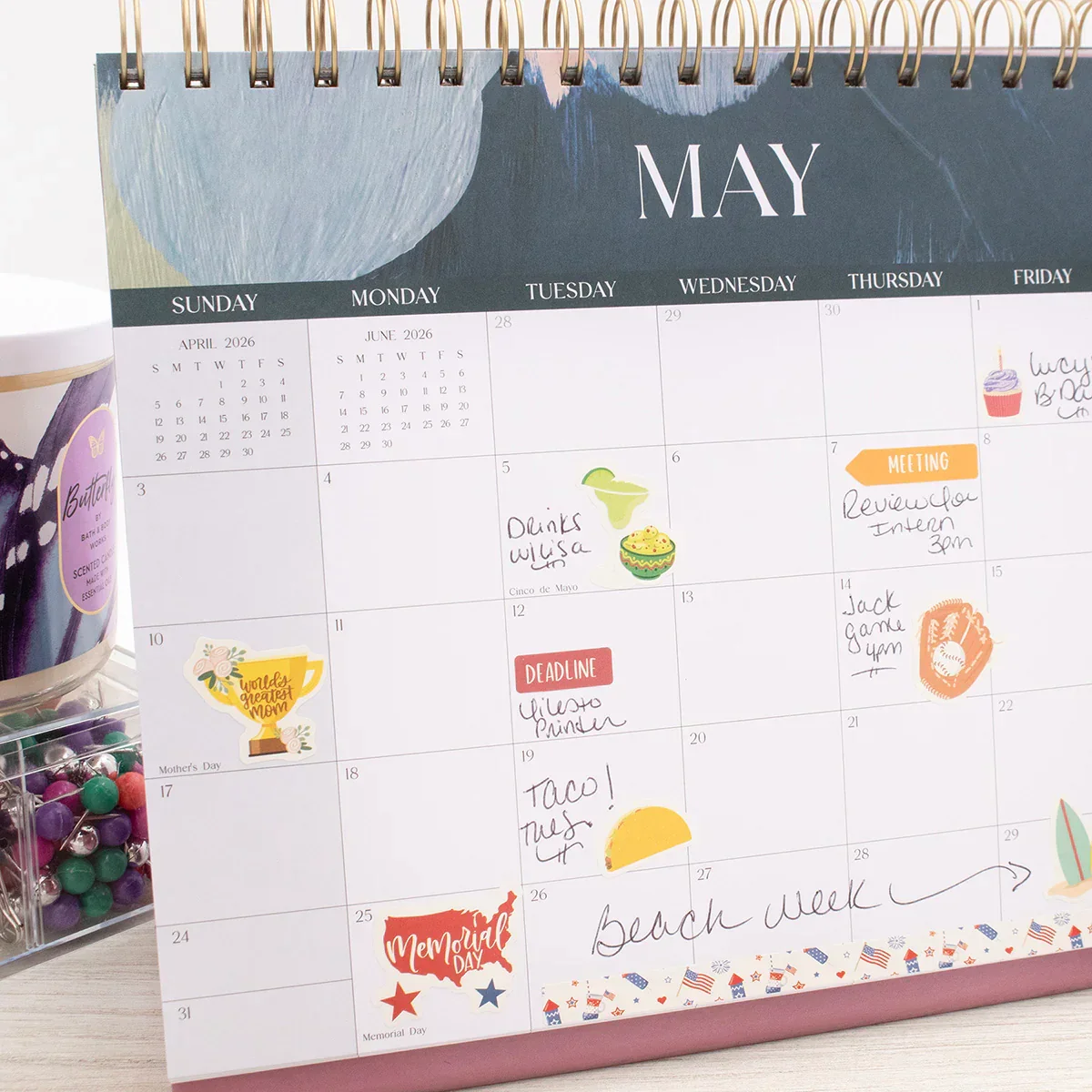 2026-2027 19 Month Standing Flip Desk Calendar, 8" x 10", Paint Strokes - Image 12
