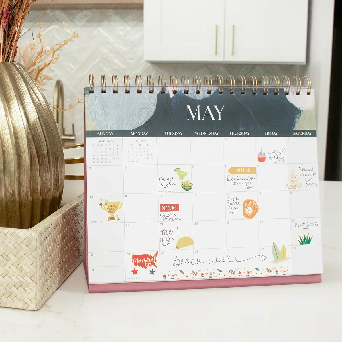 2026-2027 19 Month Standing Flip Desk Calendar, 8" x 10", Paint Strokes - Image 15