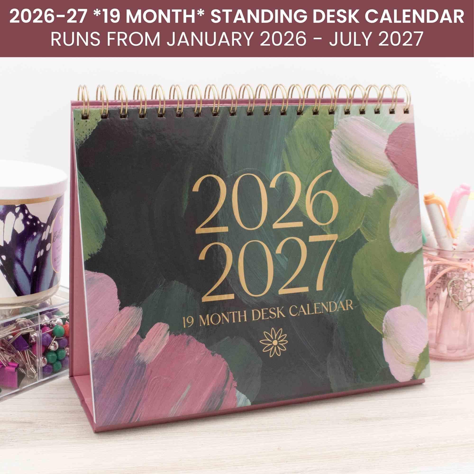 2026-2027 19 Month Standing Flip Desk Calendar, 8" x 10", Paint Strokes - Image 6