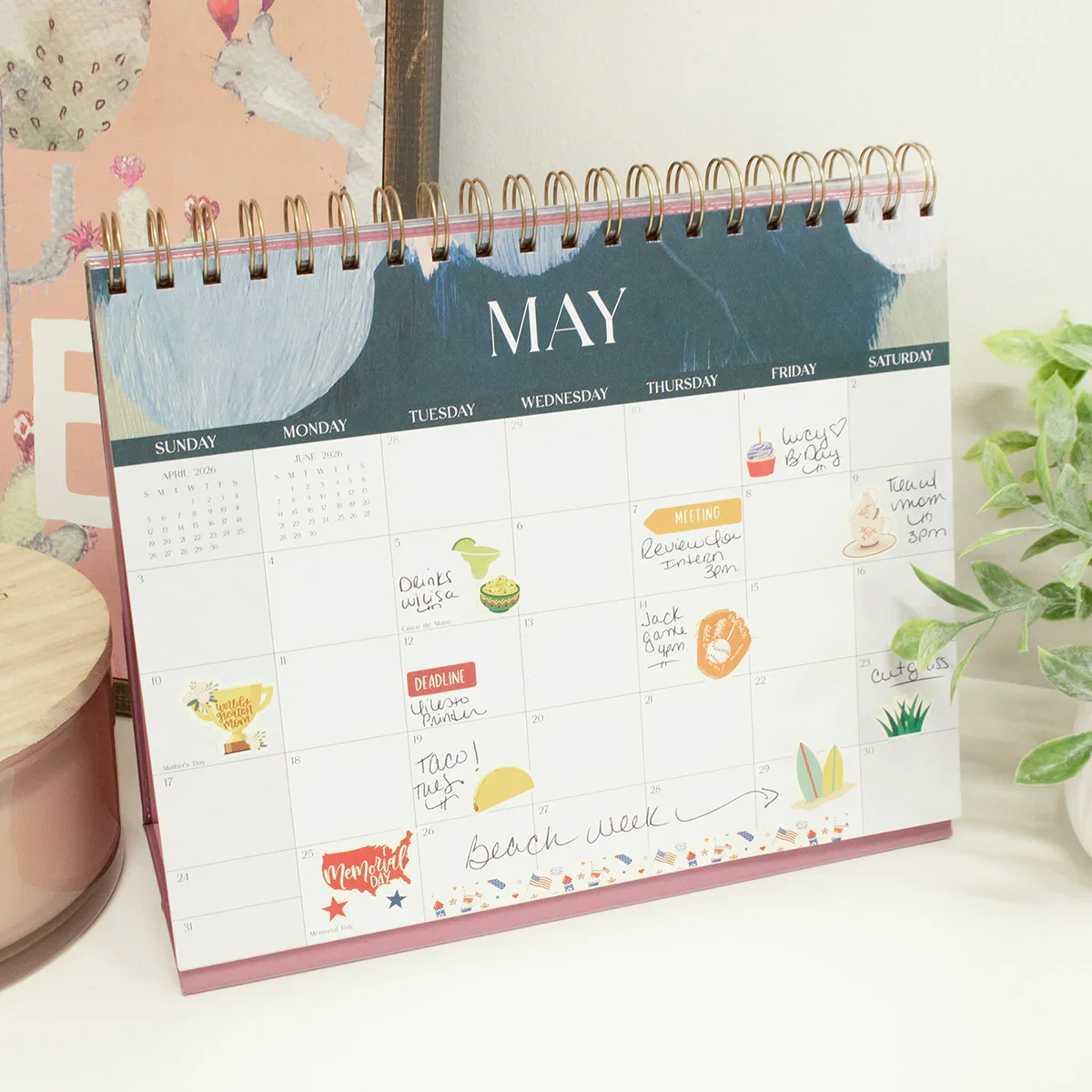 2026-2027 19 Month Standing Flip Desk Calendar, 8" x 10", Paint Strokes - Image 7
