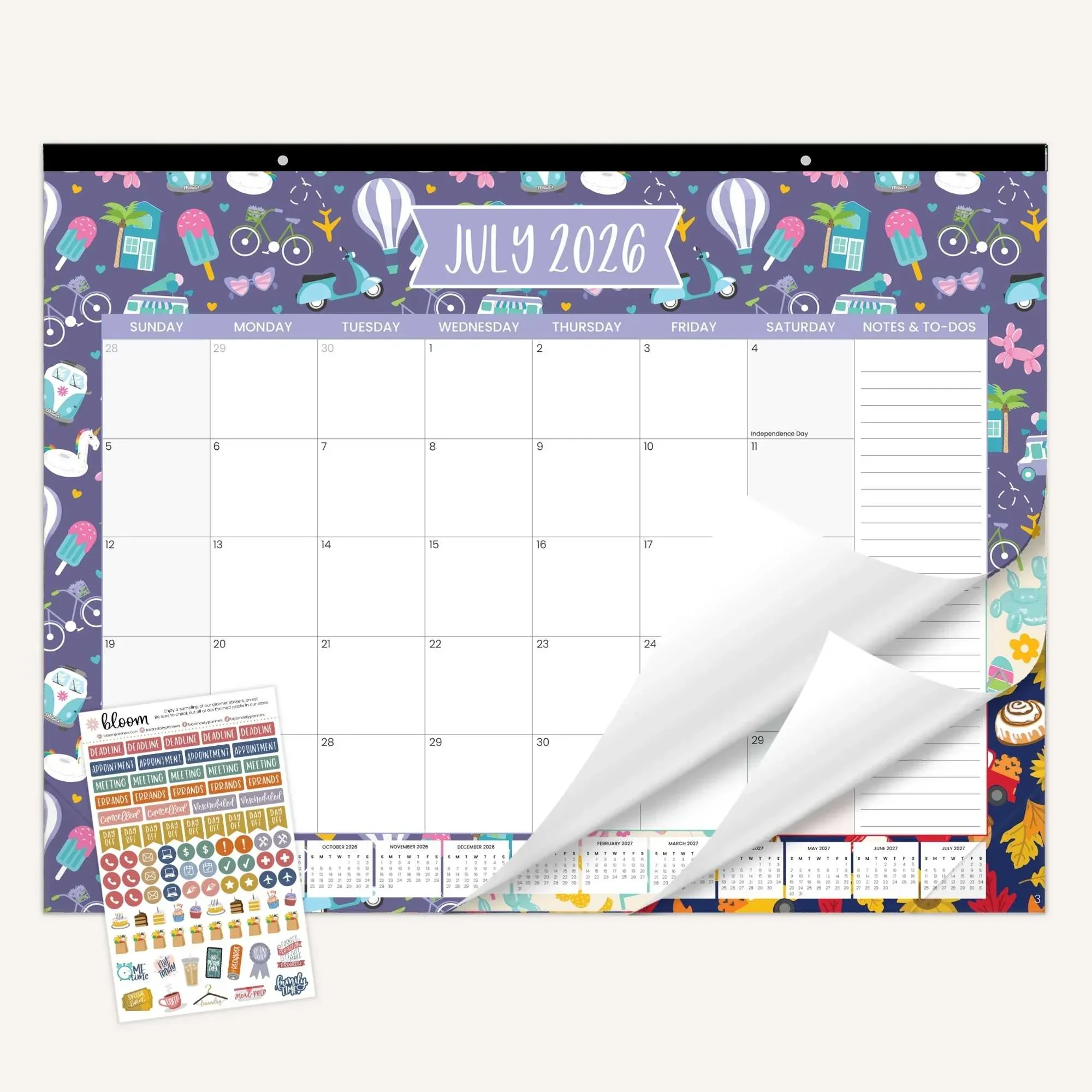 2026–27 Academic Desk & Wall Calendar, 16" x 21" | Holiday Icons