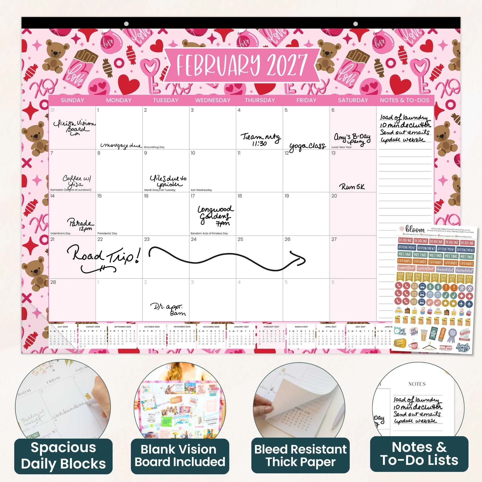 2026–27 Academic Desk & Wall Calendar, 16" x 21" | Holiday Icons - Image 4