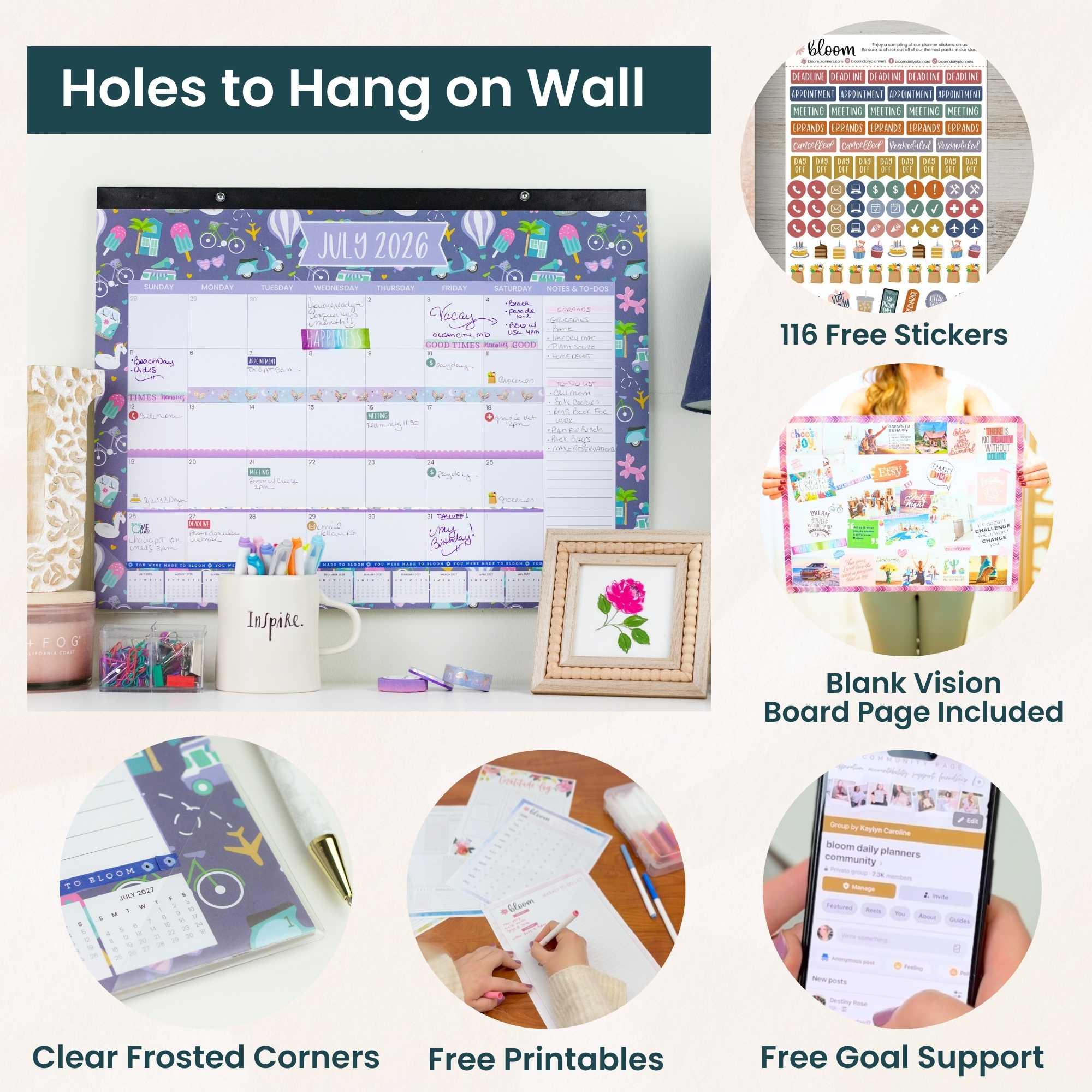 2026–27 Academic Desk & Wall Calendar, 16" x 21" | Holiday Icons - Image 5