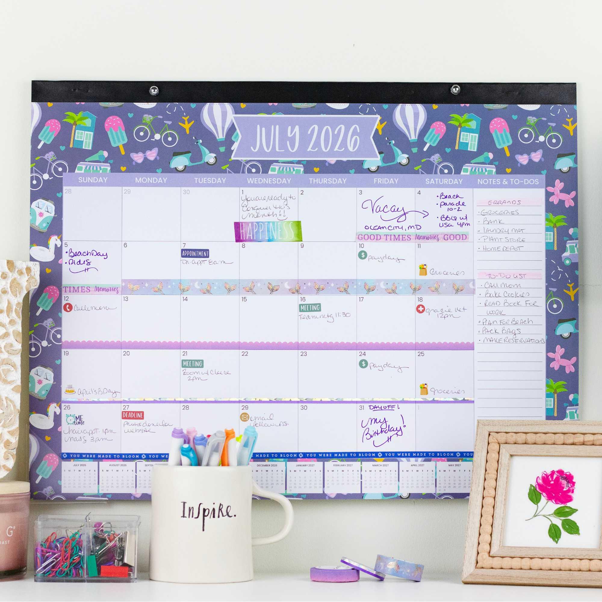2026–27 Academic Desk & Wall Calendar, 16" x 21" | Holiday Icons - Image 7