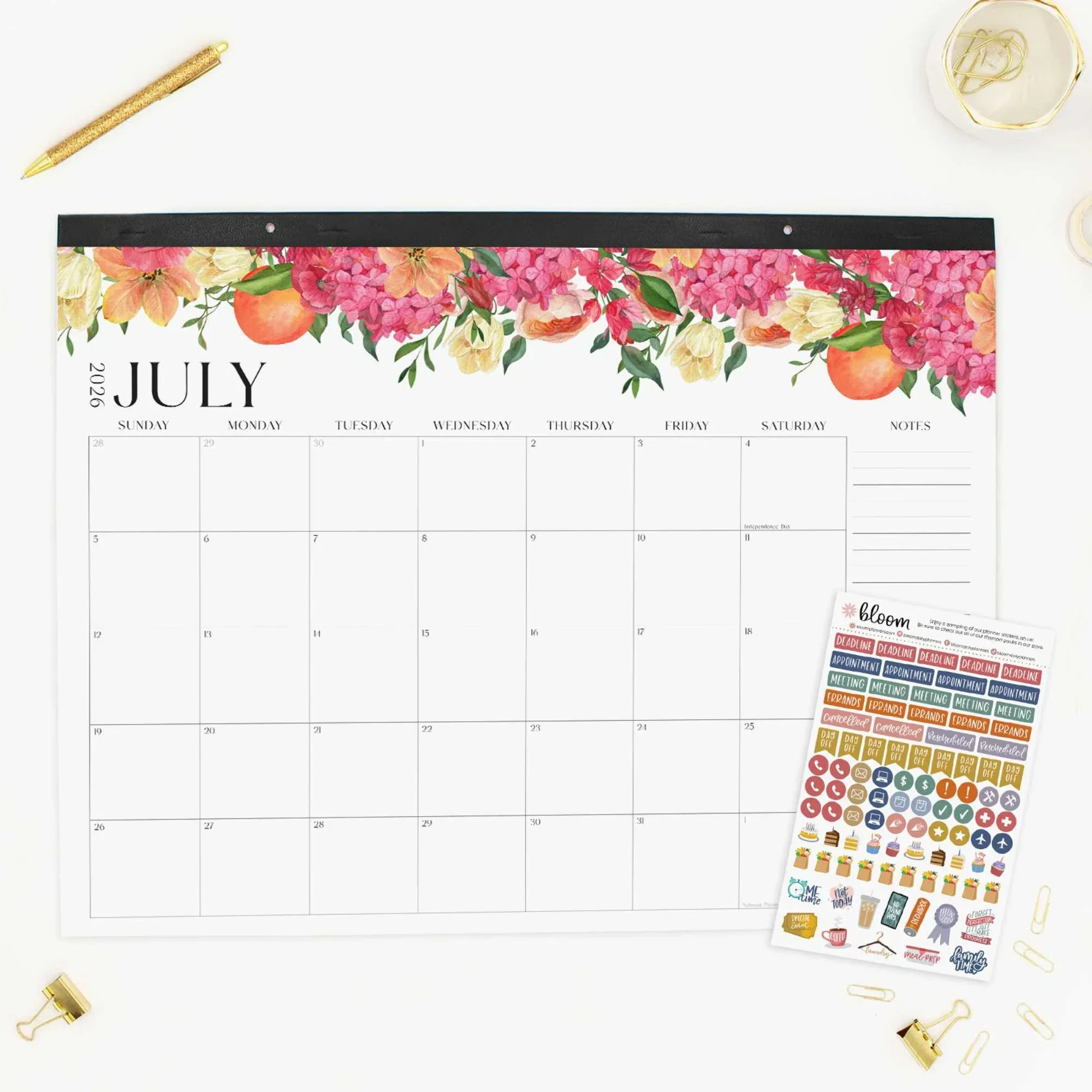 2026–27 Academic Desk & Wall Calendar, 16" x 21" | Seasaonal Florals - Image 11