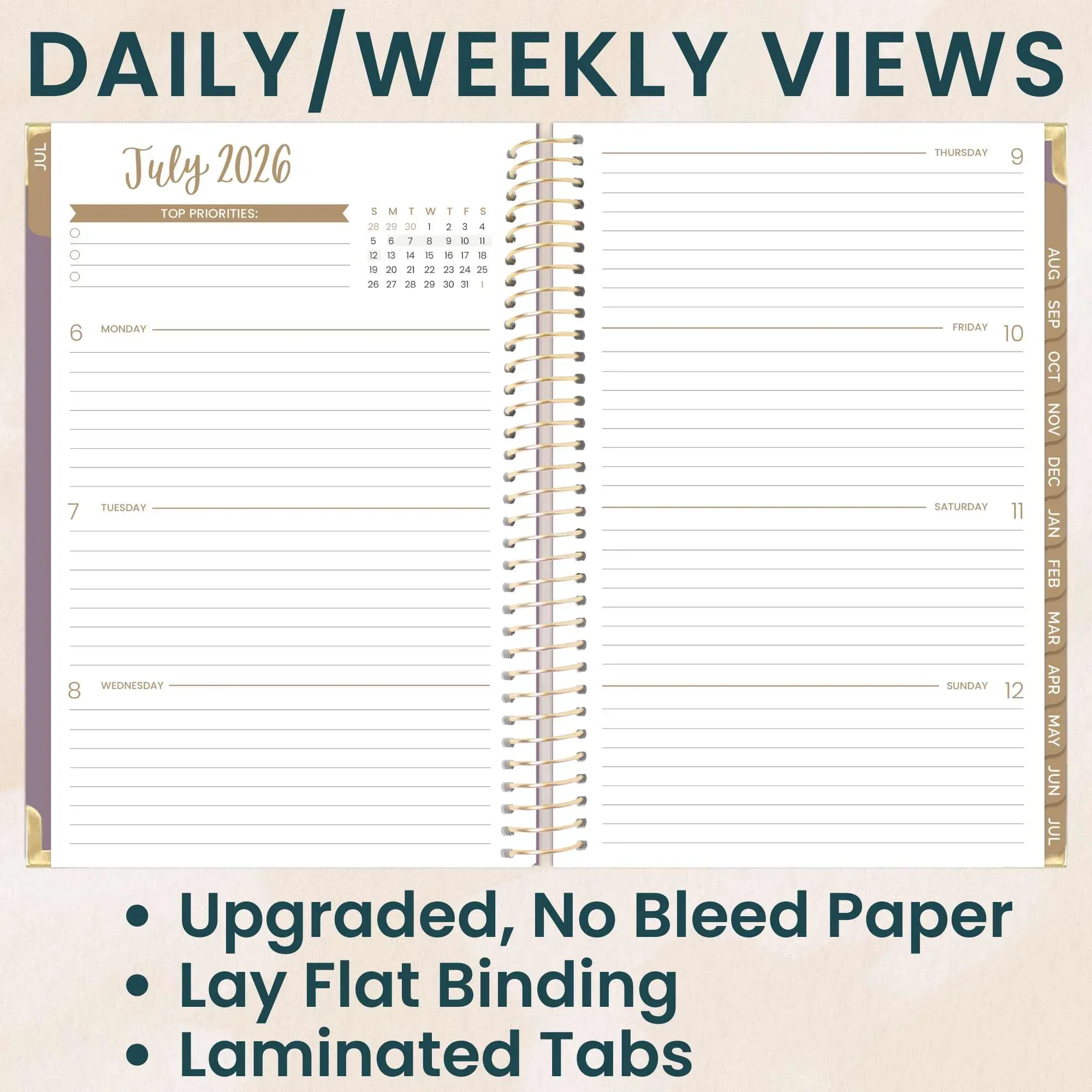 2026-27 Hard Cover Planner, 5.5" x 8.25" | Purple Linen - Image 3