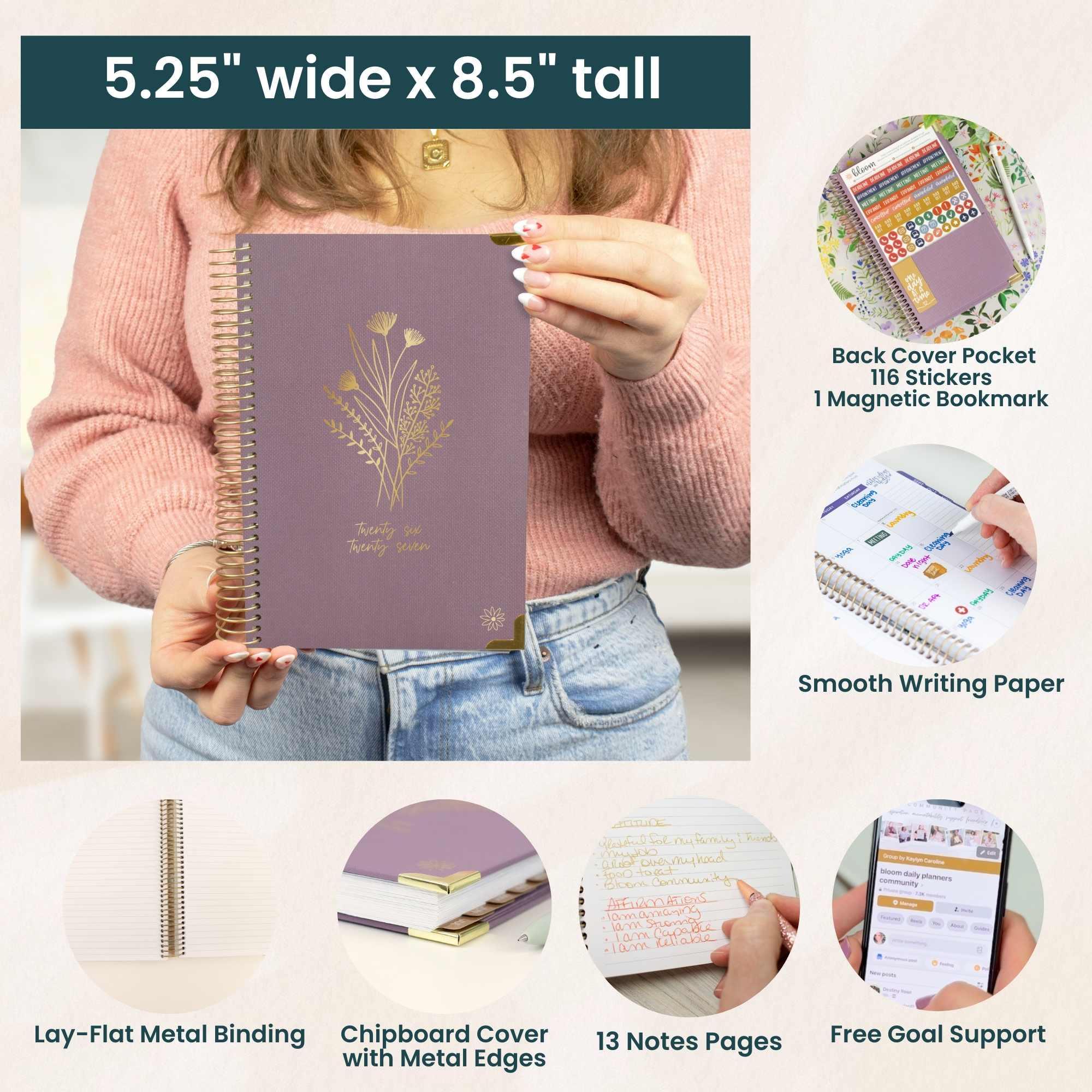 2026-27 Hard Cover Planner, 5.5" x 8.25" | Purple Linen - Image 6