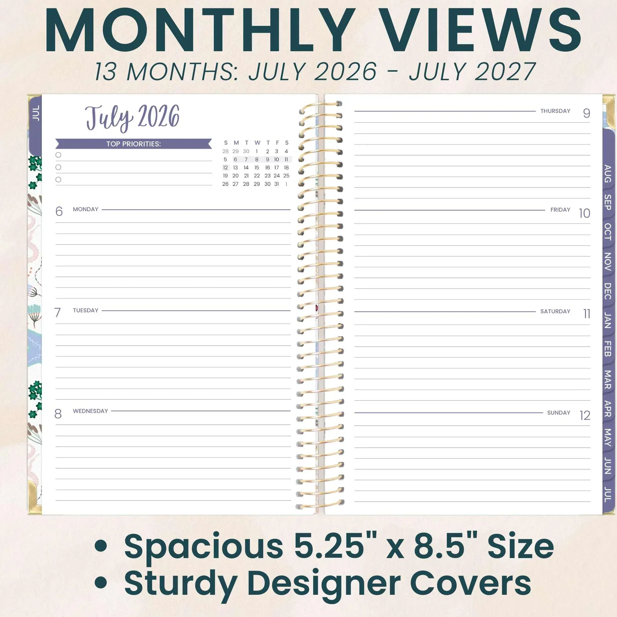 2026-27 Hard Cover Planner, 5.5" x 8.25" | Seaside Whimsy - Image 5
