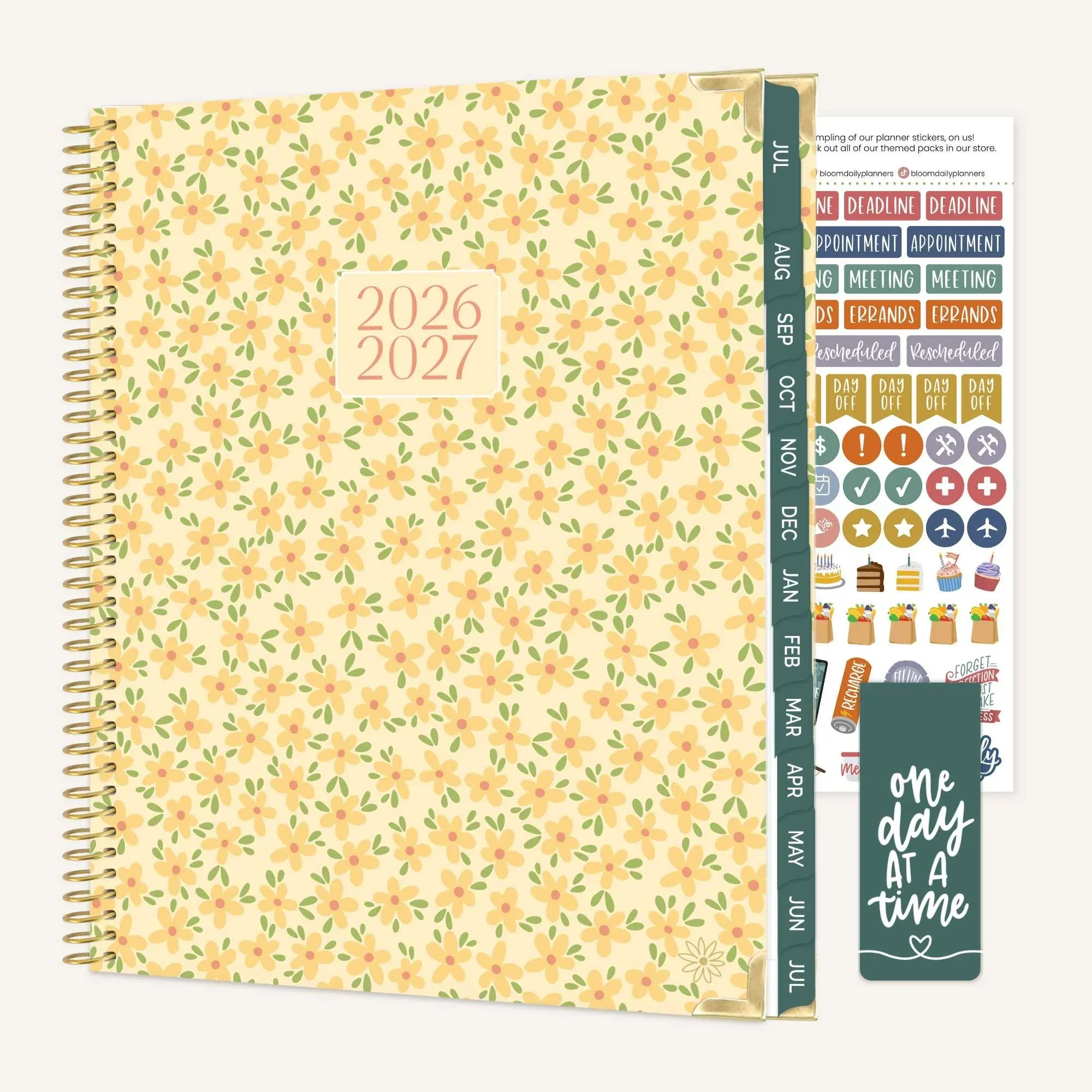 2026–27 Hard Cover Planner, 8.5" x 11" | Butter Yellow Daisies
