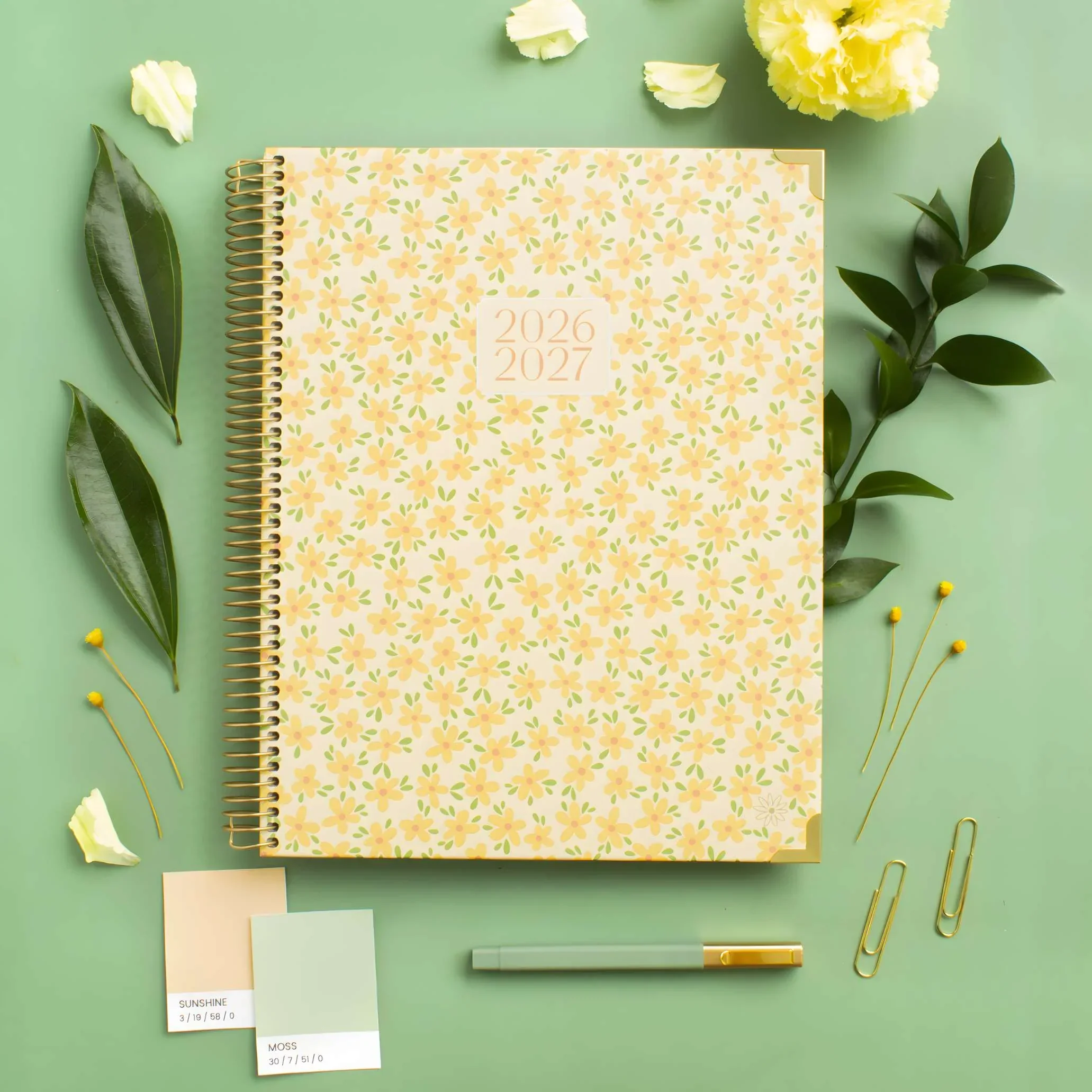 2026–27 Hard Cover Planner, 8.5" x 11" | Butter Yellow Daisies - Image 2