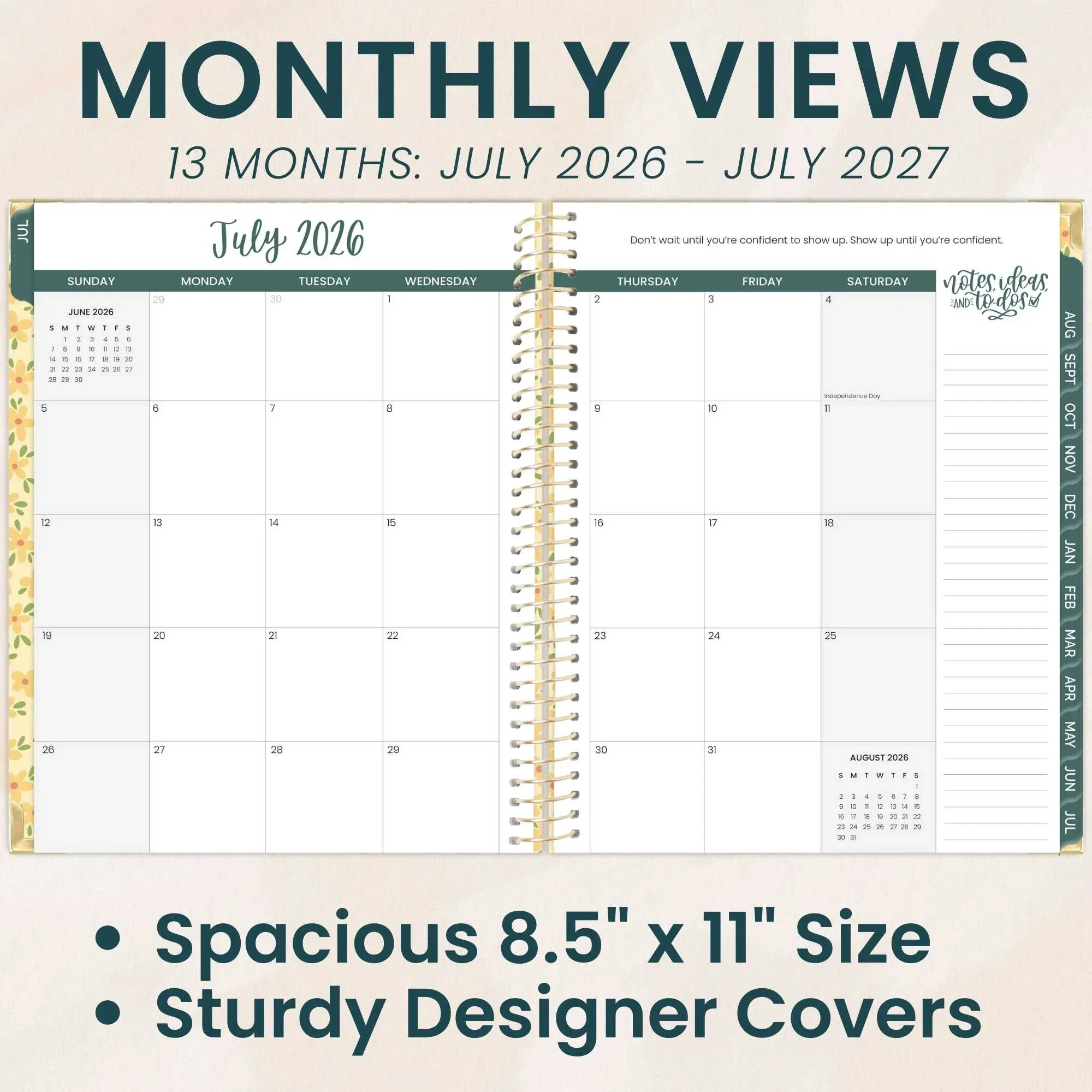 2026–27 Hard Cover Planner, 8.5" x 11" | Butter Yellow Daisies - Image 4