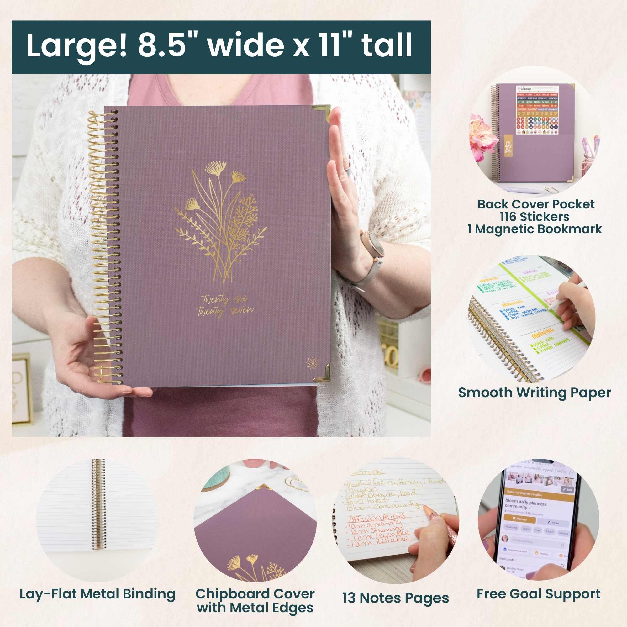 2026–27 Hard Cover Planner, 8.5" x 11" | Purple Linen - Image 6