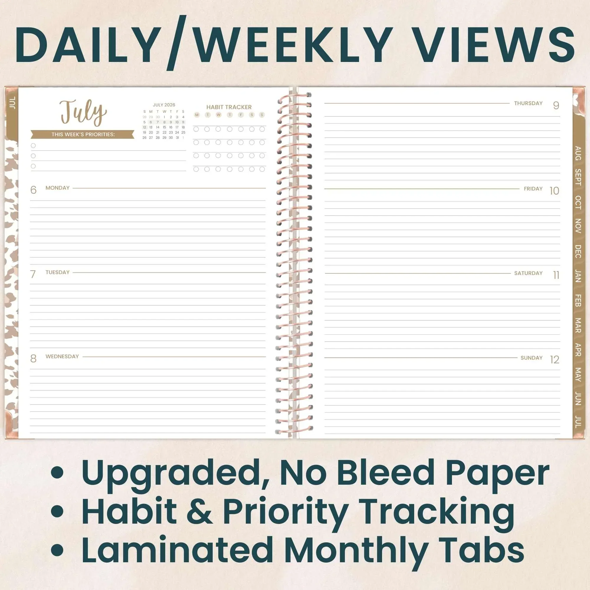 2026–27 Hard Cover Planner, 8.5" x 11" | Tan Leopard - Image 3