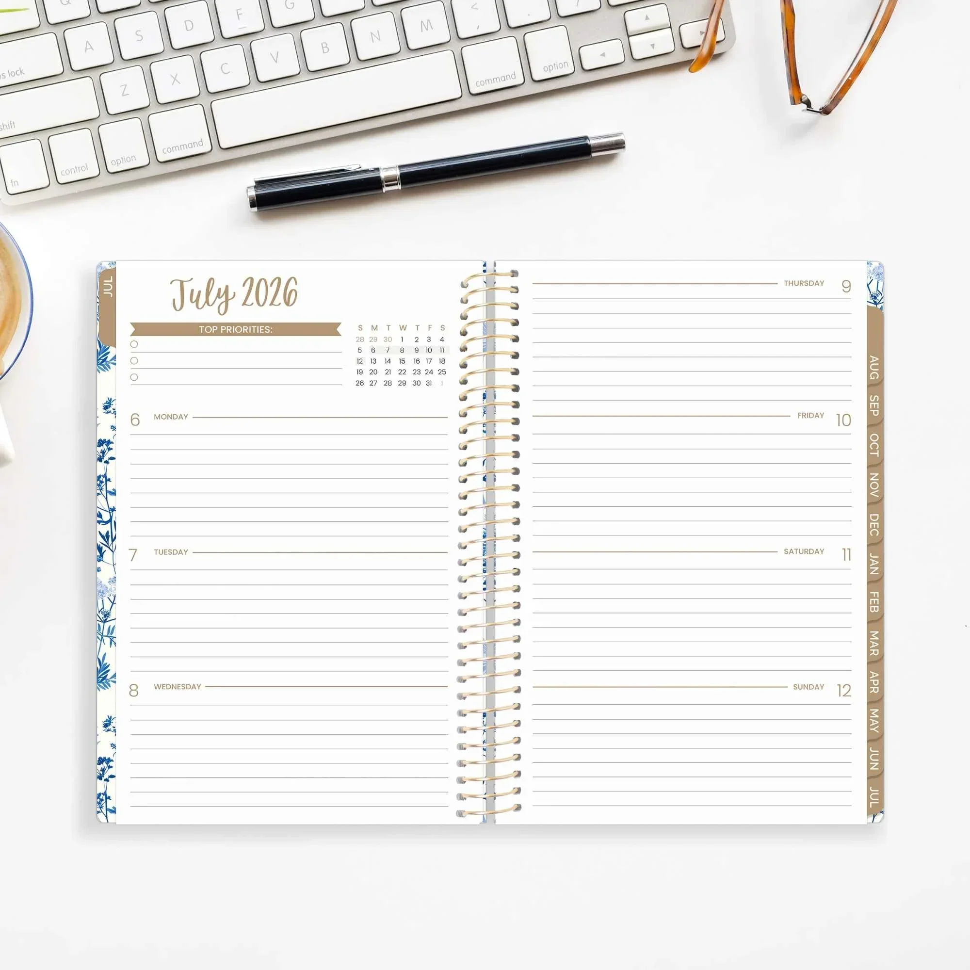 2026-27 Soft Cover Planner, 5.5" x 8.25" | Blue & White Floral - Image 19