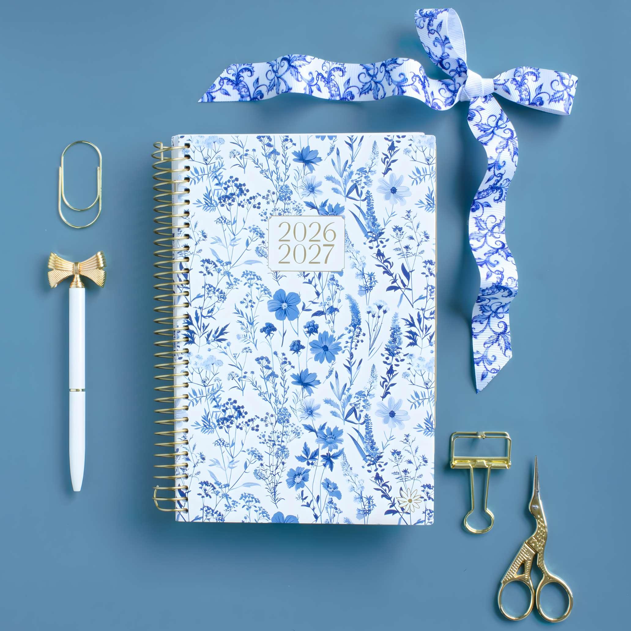 2026-27 Soft Cover Planner, 5.5" x 8.25" | Blue & White Floral - Image 2