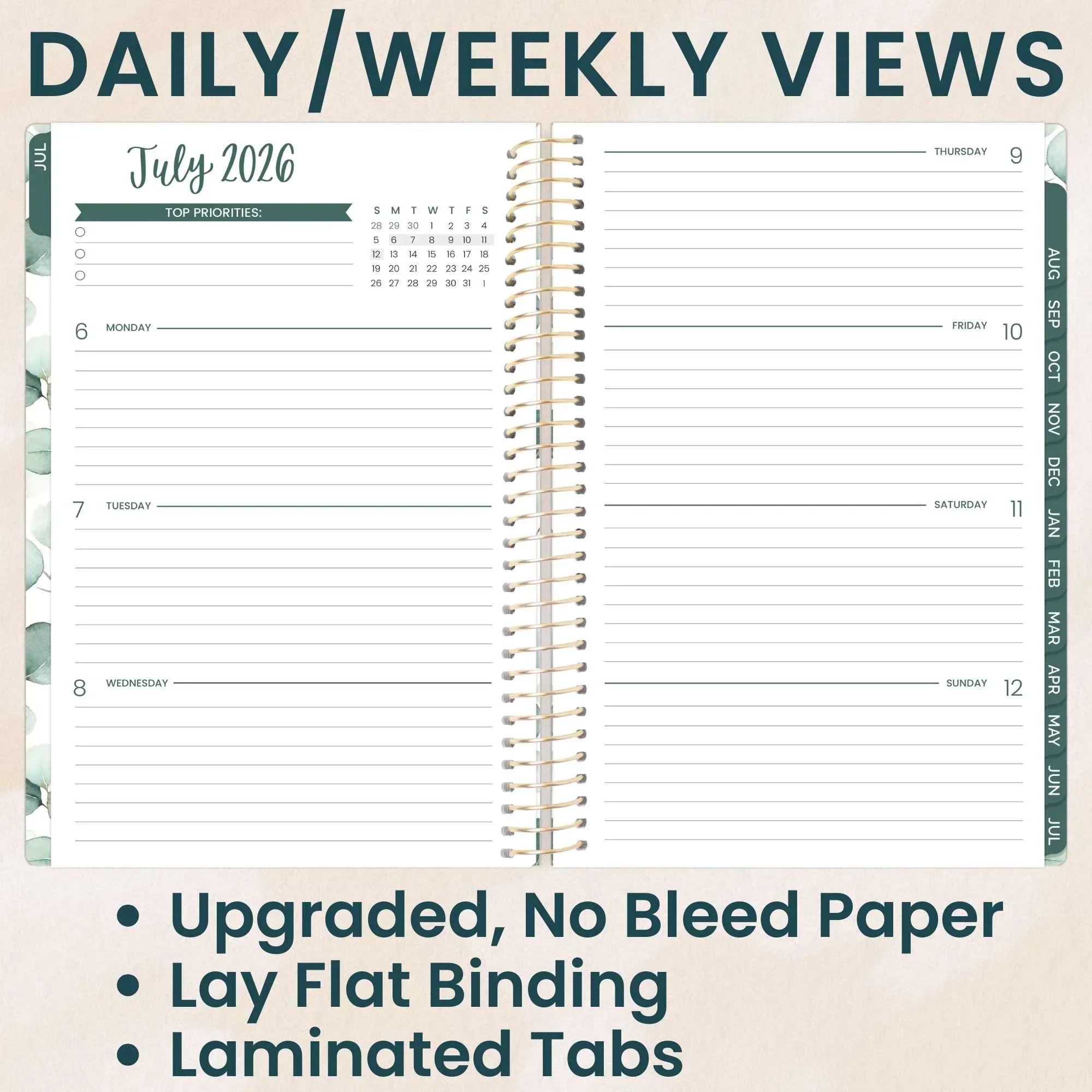 2026-27 Soft Cover Planner, 5.5" x 8.25" | Boho Greenery - Image 3