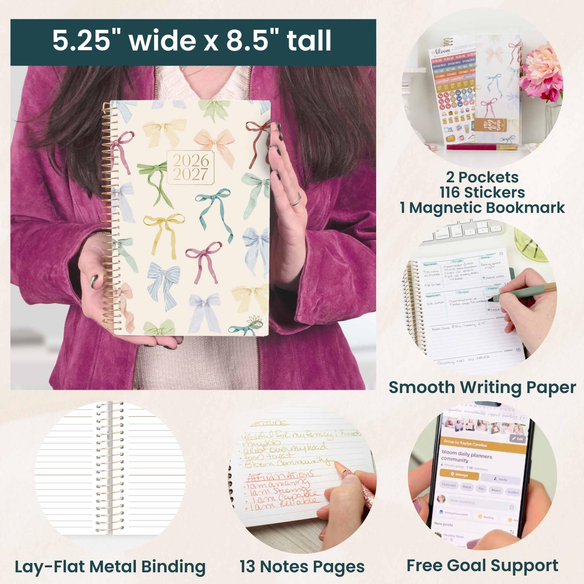 2026-27 Soft Cover Planner, 5.5" x 8.25" | Bows - Image 6