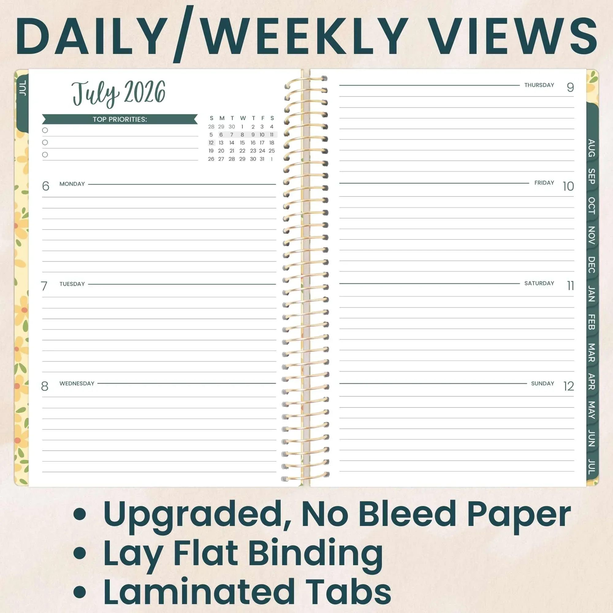 2026-27 Soft Cover Planner, 5.5" x 8.25" | Butter Yellow Daisies - Image 3