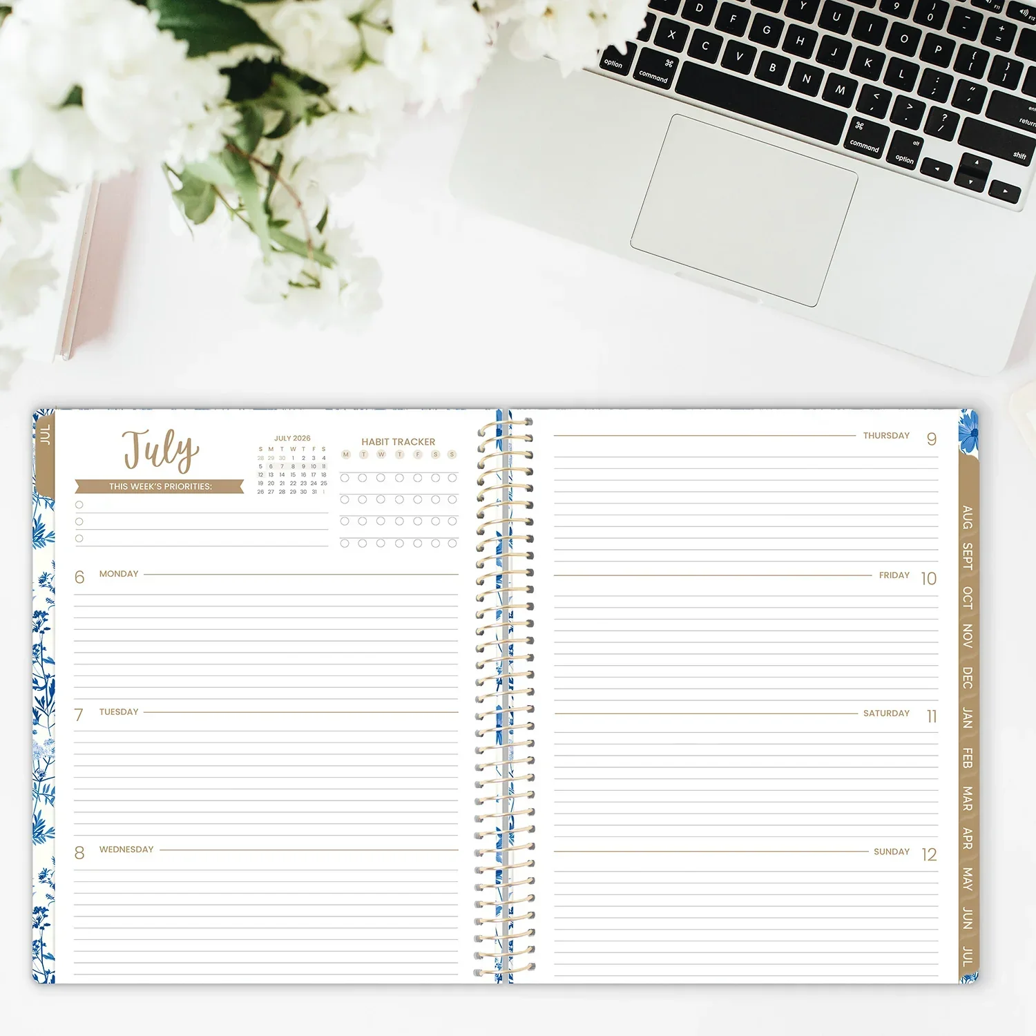 2026–27 Soft Cover Planner, 8.5" x 11" | Blue & White Floral - Image 15