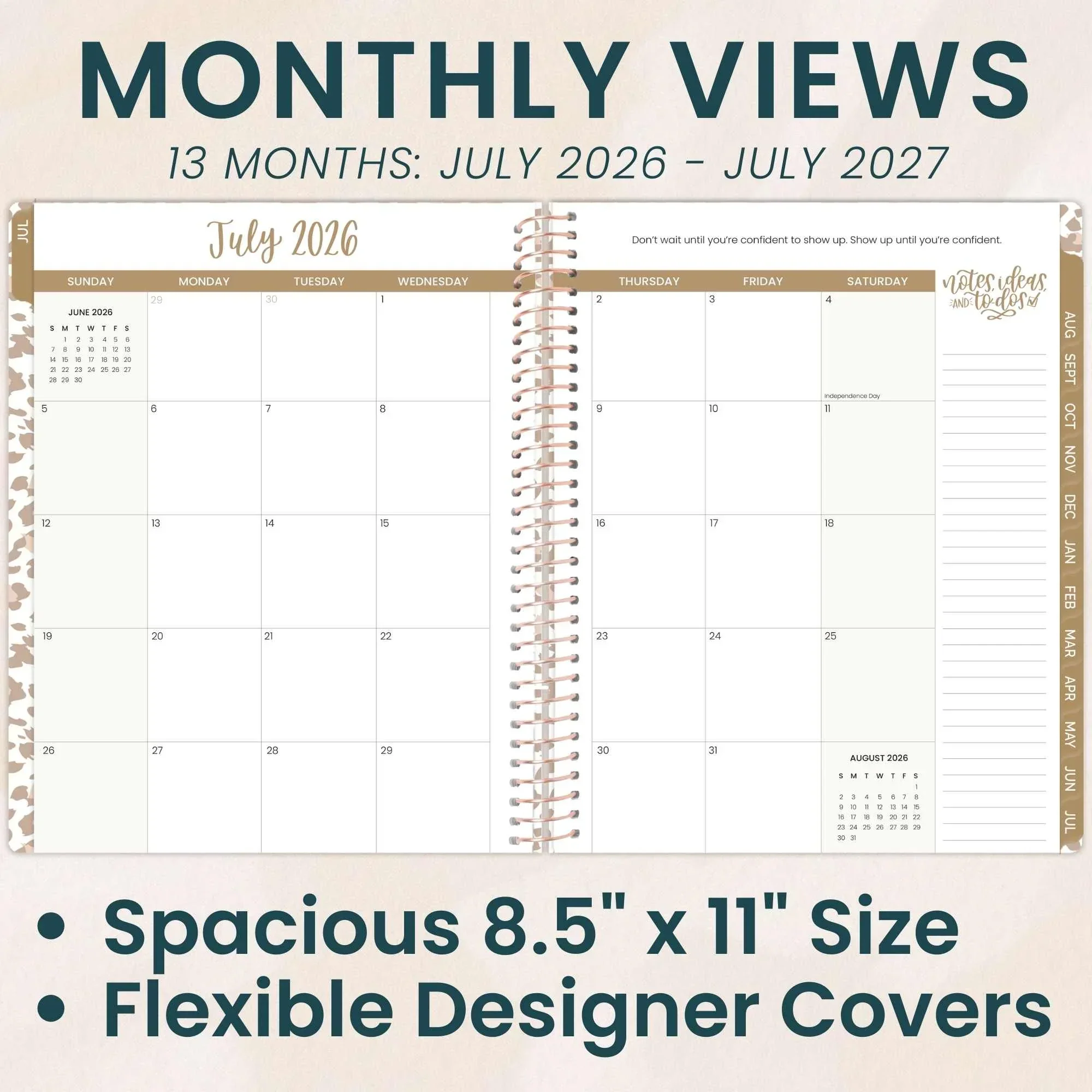 2026–27 Soft Cover Planner, 8.5" x 11" | Tan Leopard - Image 4