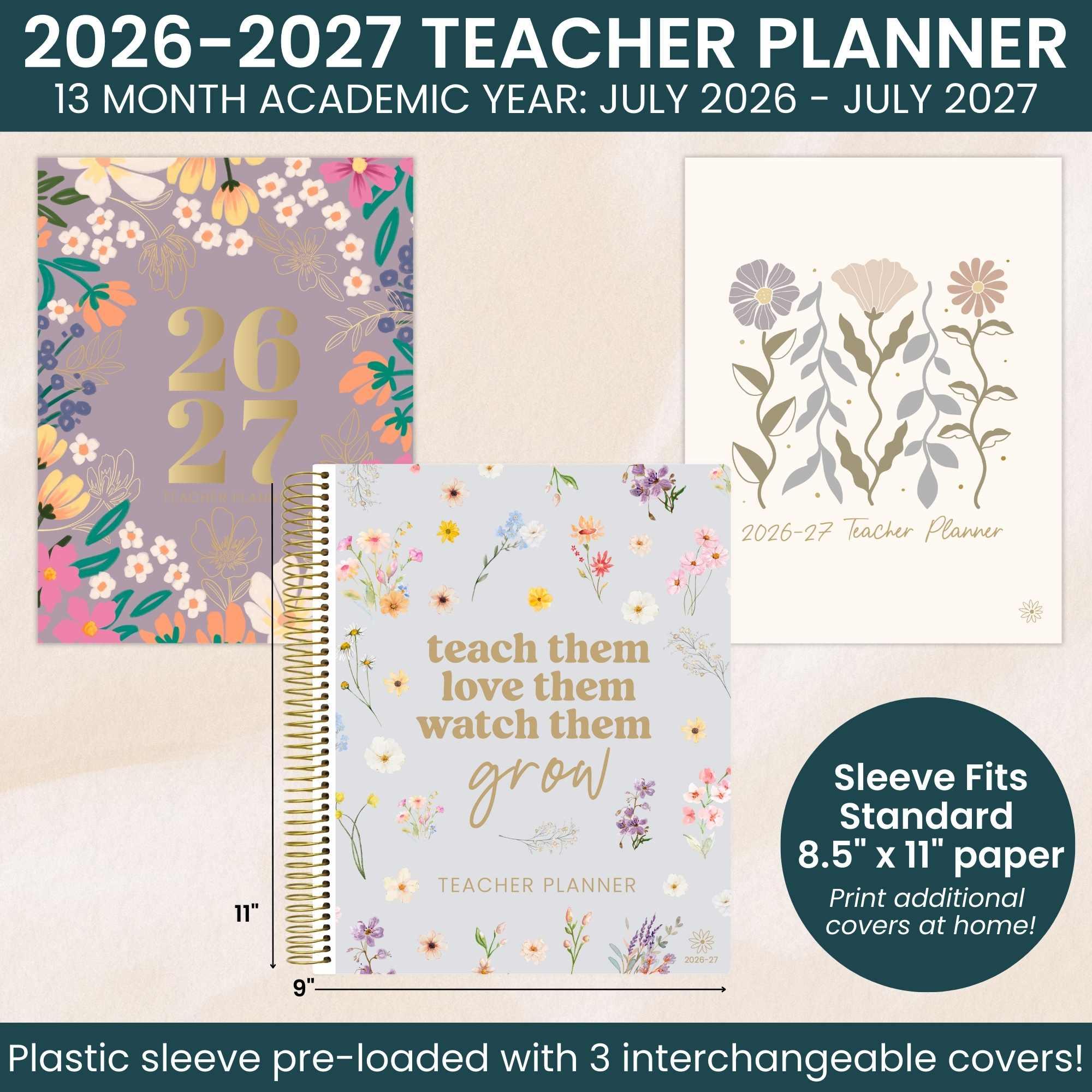 2026-27 Teacher Planner | Cool Tones | Interchangeable Cover - Image 3