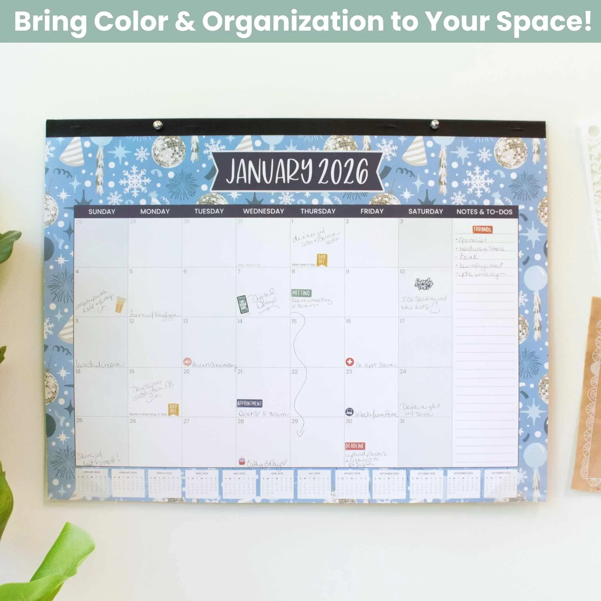 2026 Desk & Wall Calendar, 16" x 21" | Holiday Icons - Image 6