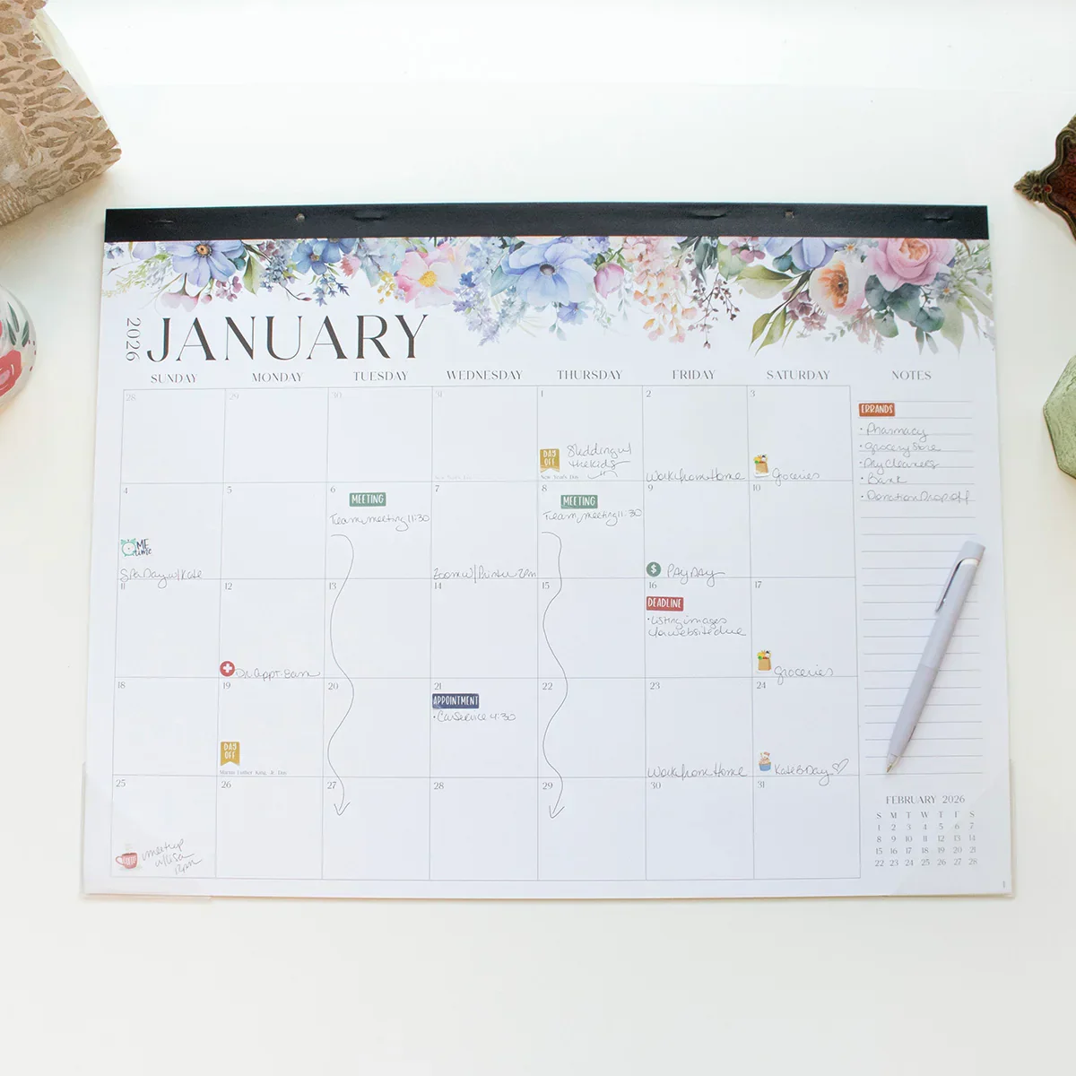 2026 Desk & Wall Calendar, 16" x 21" | Seasonal Florals - Image 8