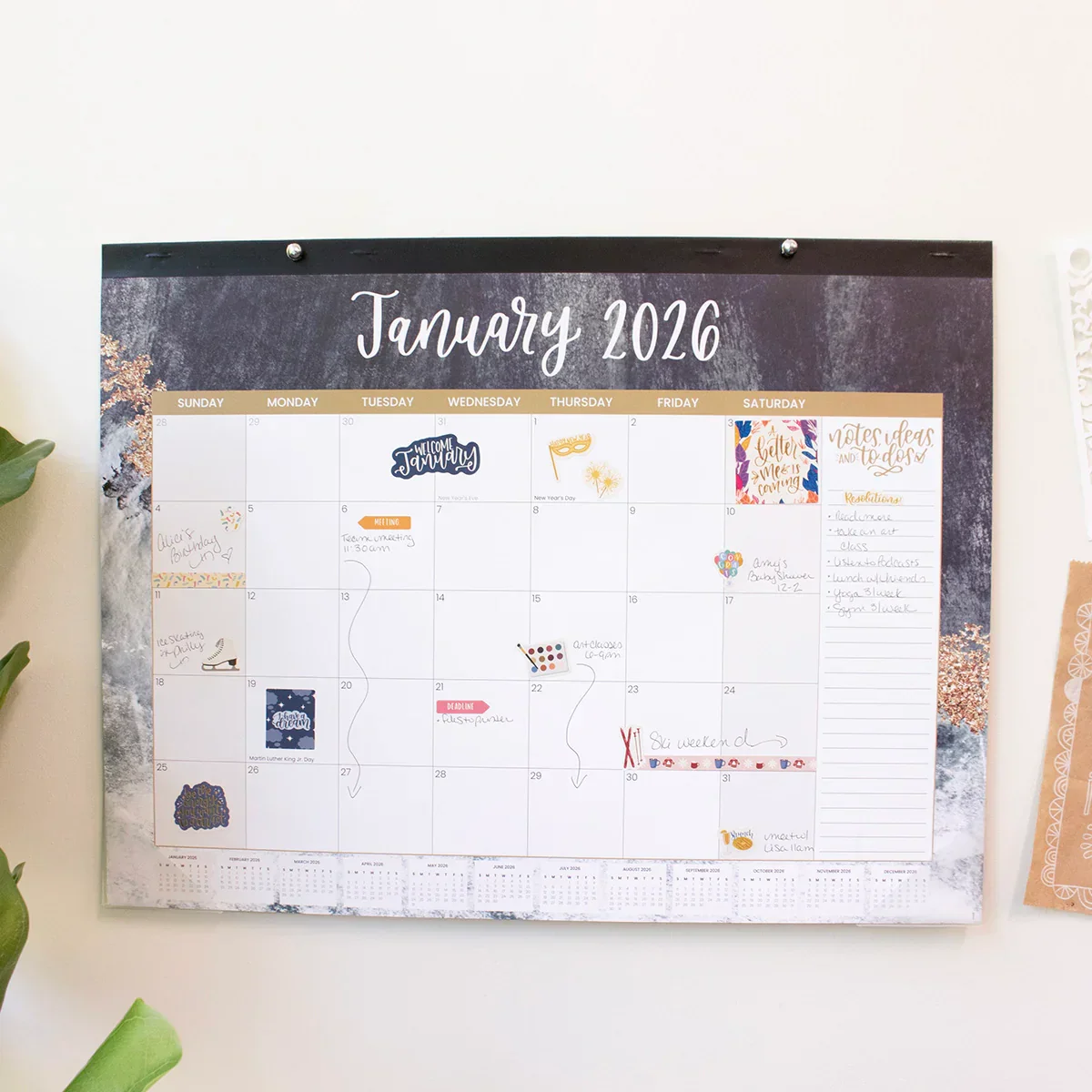 2026 Desk & Wall Calendar, 16" x 21" | Watercolor - Image 13