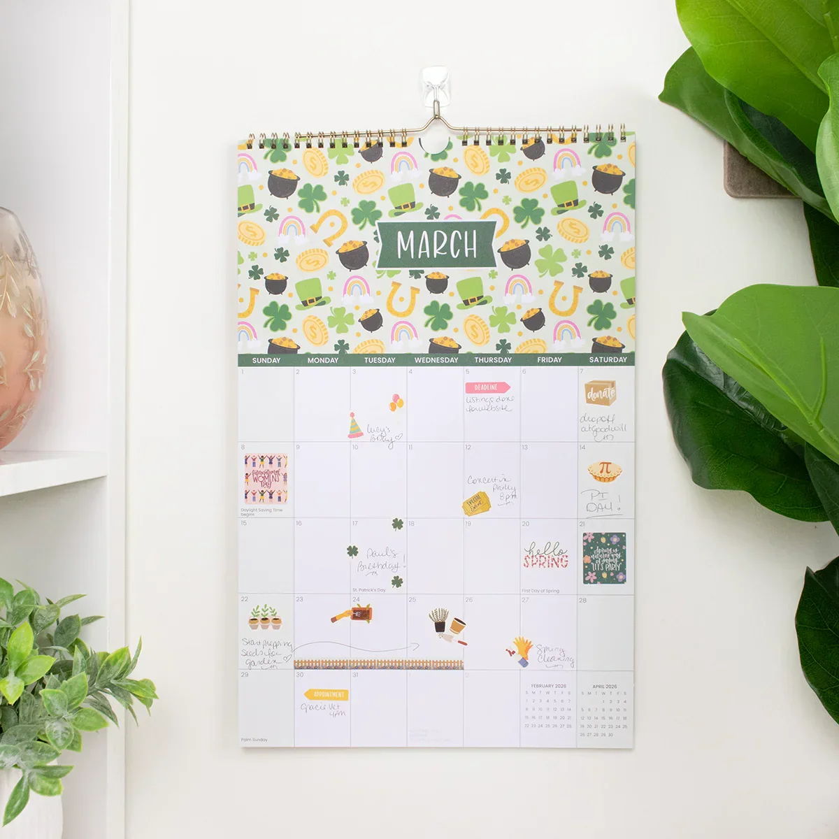 2026 Hanging Calendar, 11" x 17", Holiday Icons - Image 12