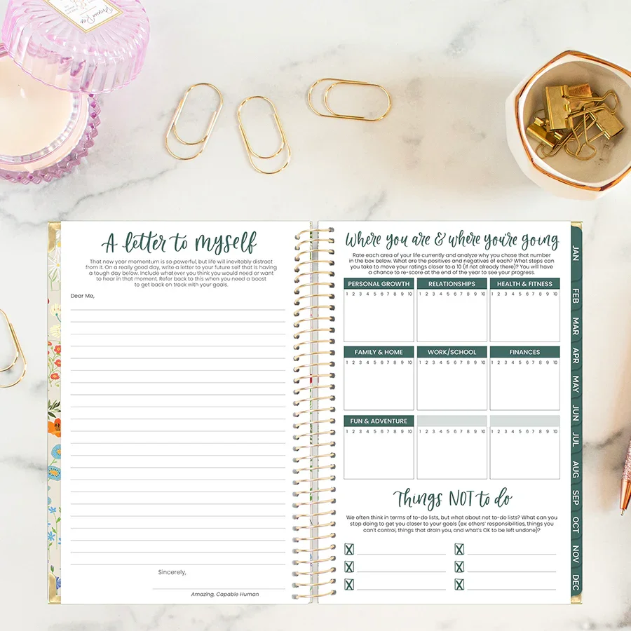 2026 Hard Cover Planner, 5.5" x 8.25", Garden Party, Beige - Image 15
