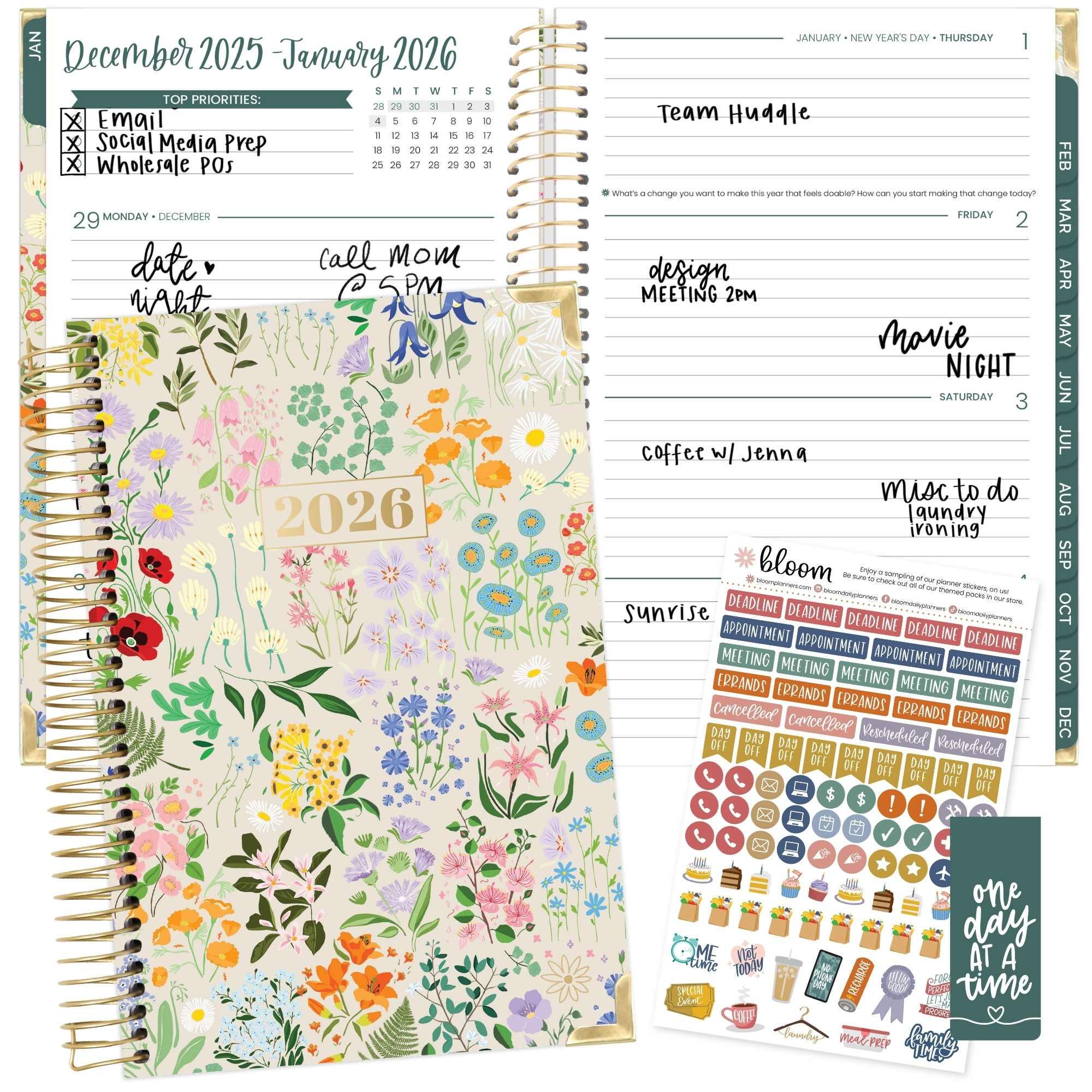 2026 Hard Cover Planner, 5.5" x 8.25", Garden Party, Beige - Image 21
