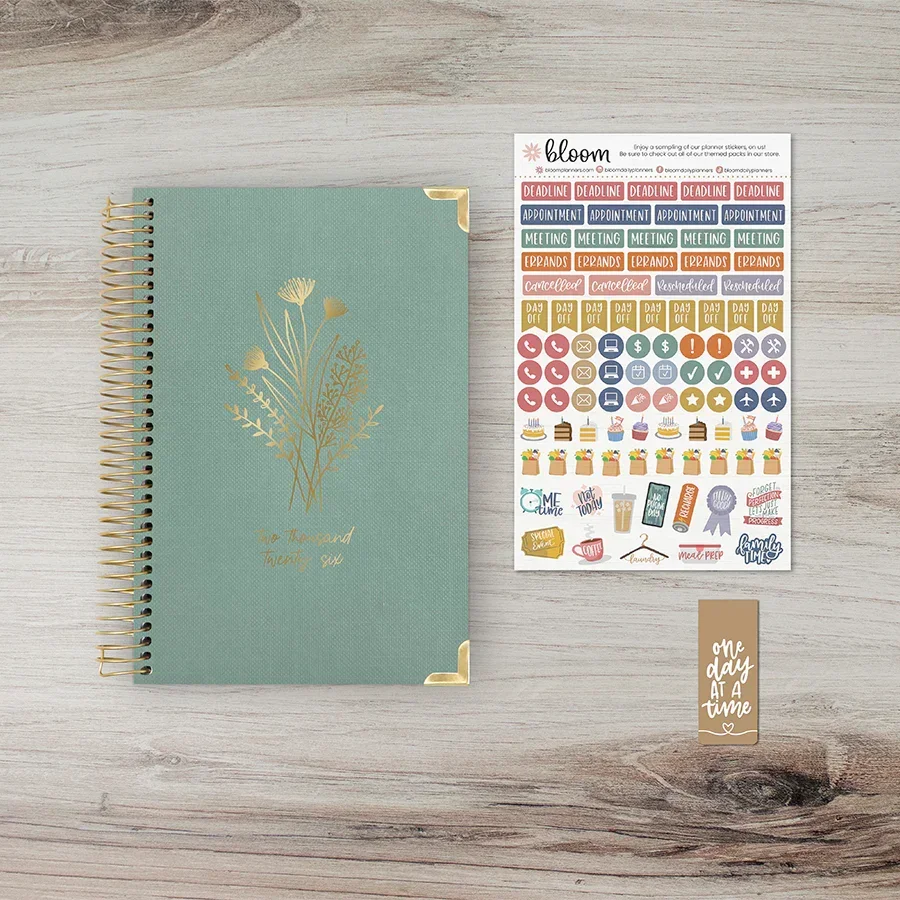 2026 Hard Cover Planner, 5.5" x 8.25", Linen, Green - Image 7