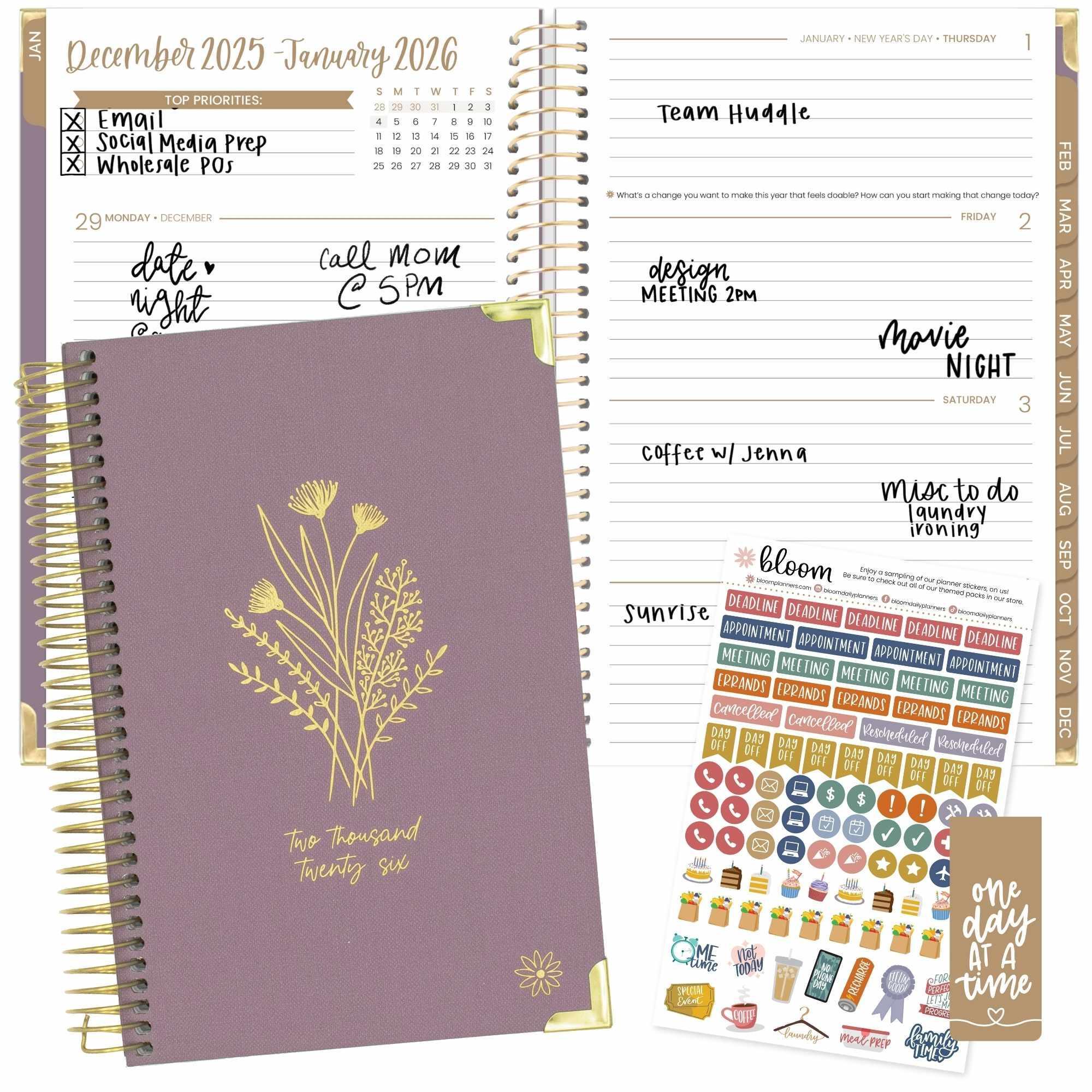 2026 Hard Cover Planner, 5.5" x 8.25", Linen, Purple - Image 23