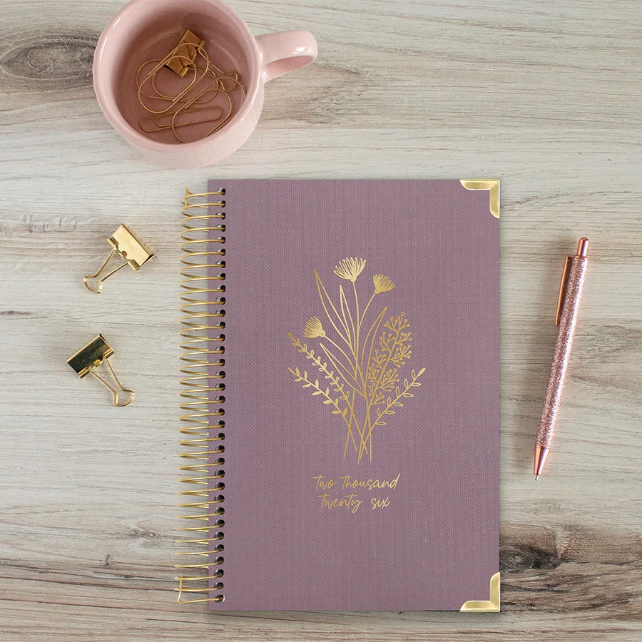 2026 Hard Cover Planner, 5.5" x 8.25", Linen, Purple - Image 8