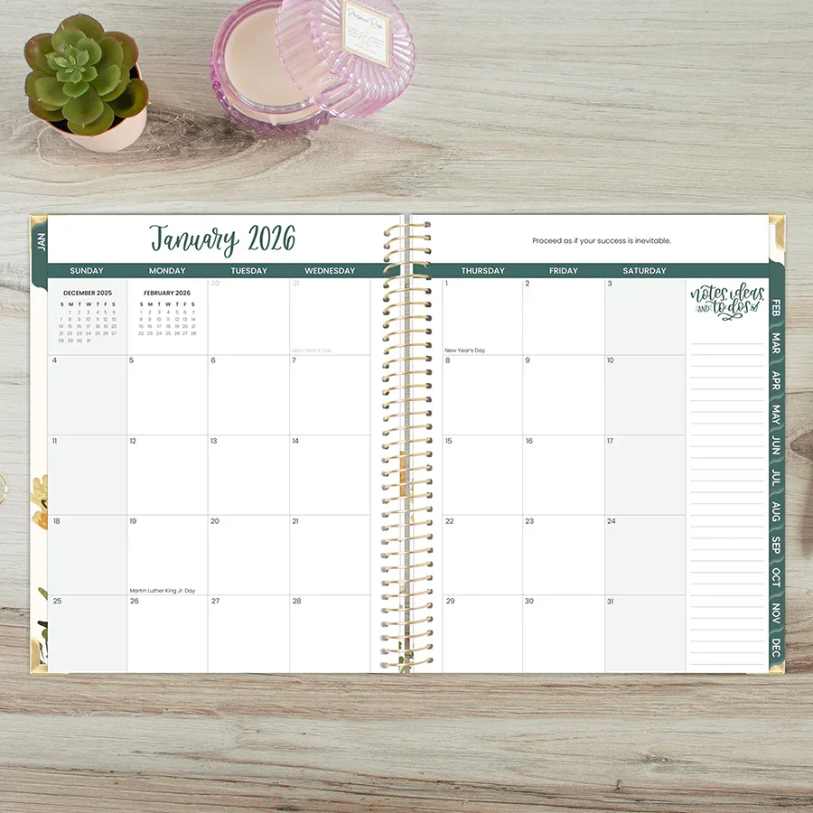 2026 Hard Cover Planner, 8.5" x 11", Beige Bouquet - Image 14