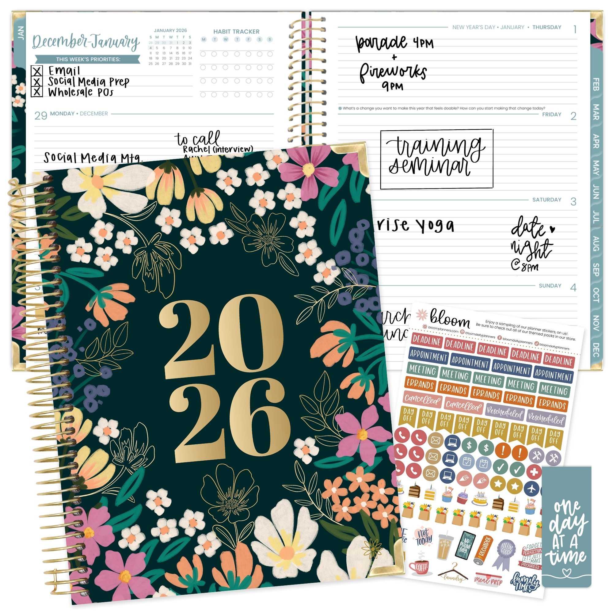 2026 Hard Cover Planner, 8.5" x 11", Blooming Wildly - Image 3