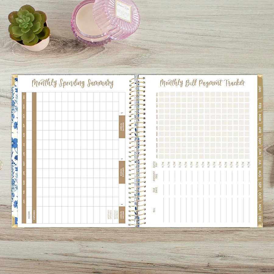 2026 Hard Cover Planner, 8.5" x 11", Blue & White Floral - Image 21