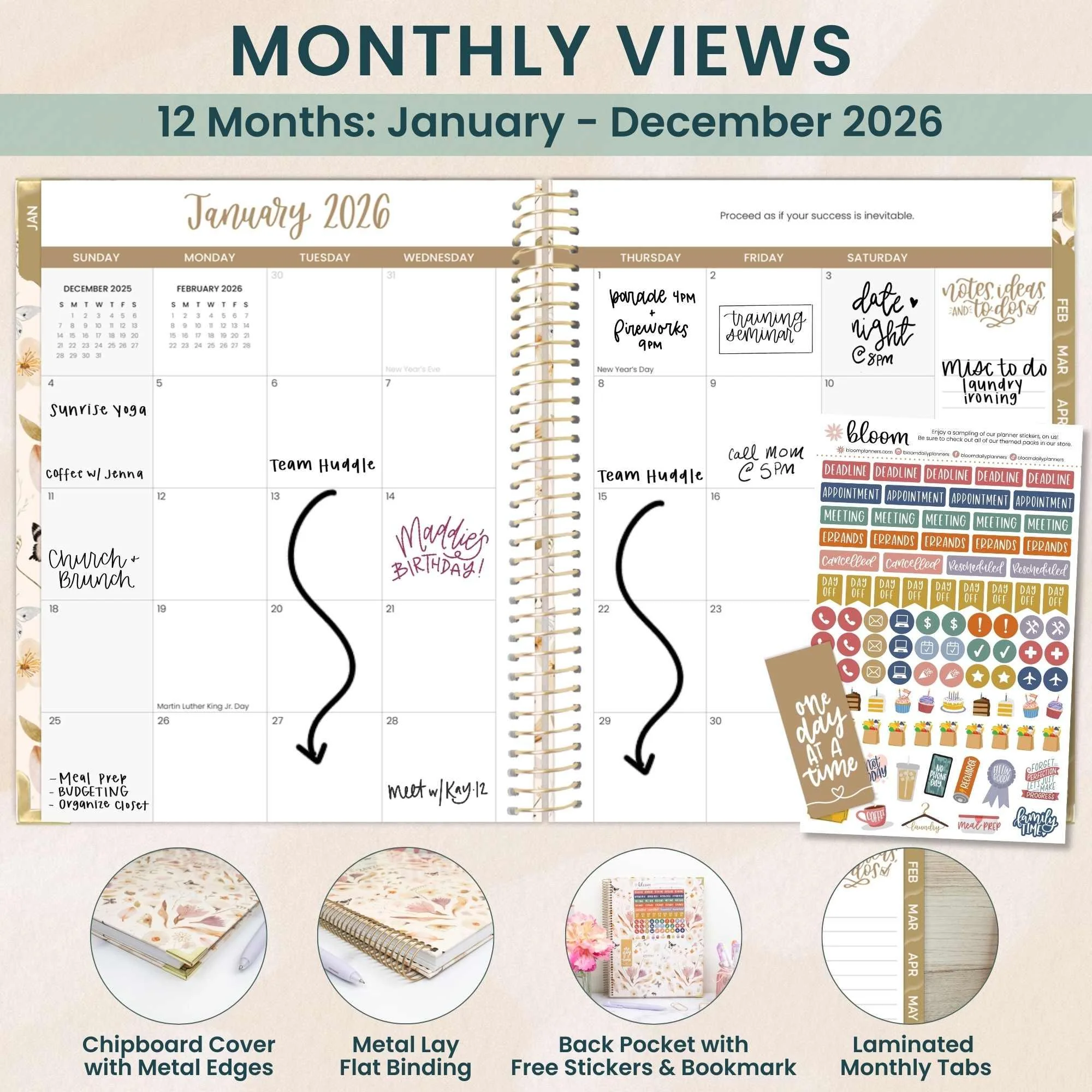2026 Hard Cover Planner, 8.5" x 11", Butterfly Garden - Image 4