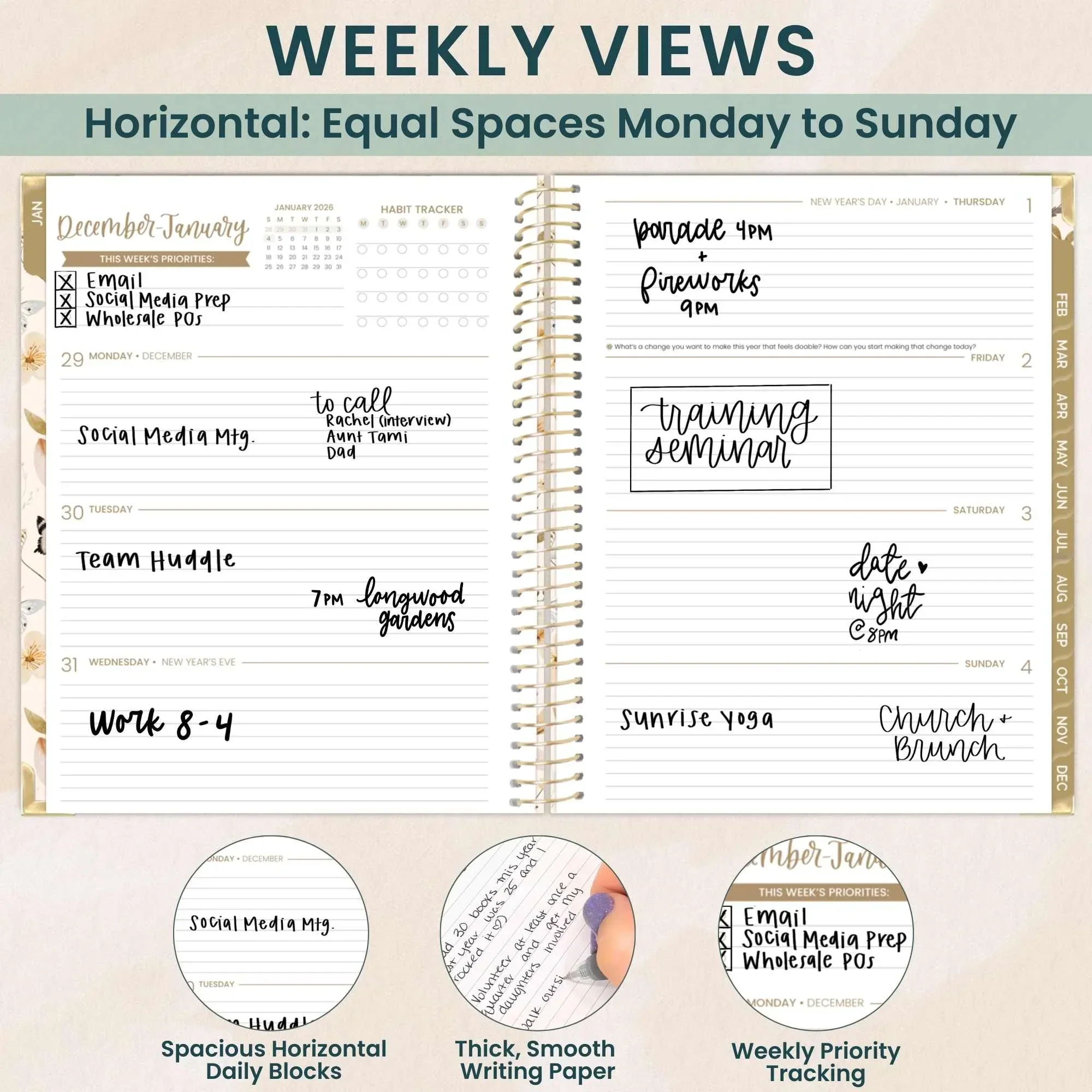 2026 Hard Cover Planner, 8.5" x 11", Butterfly Garden - Image 5
