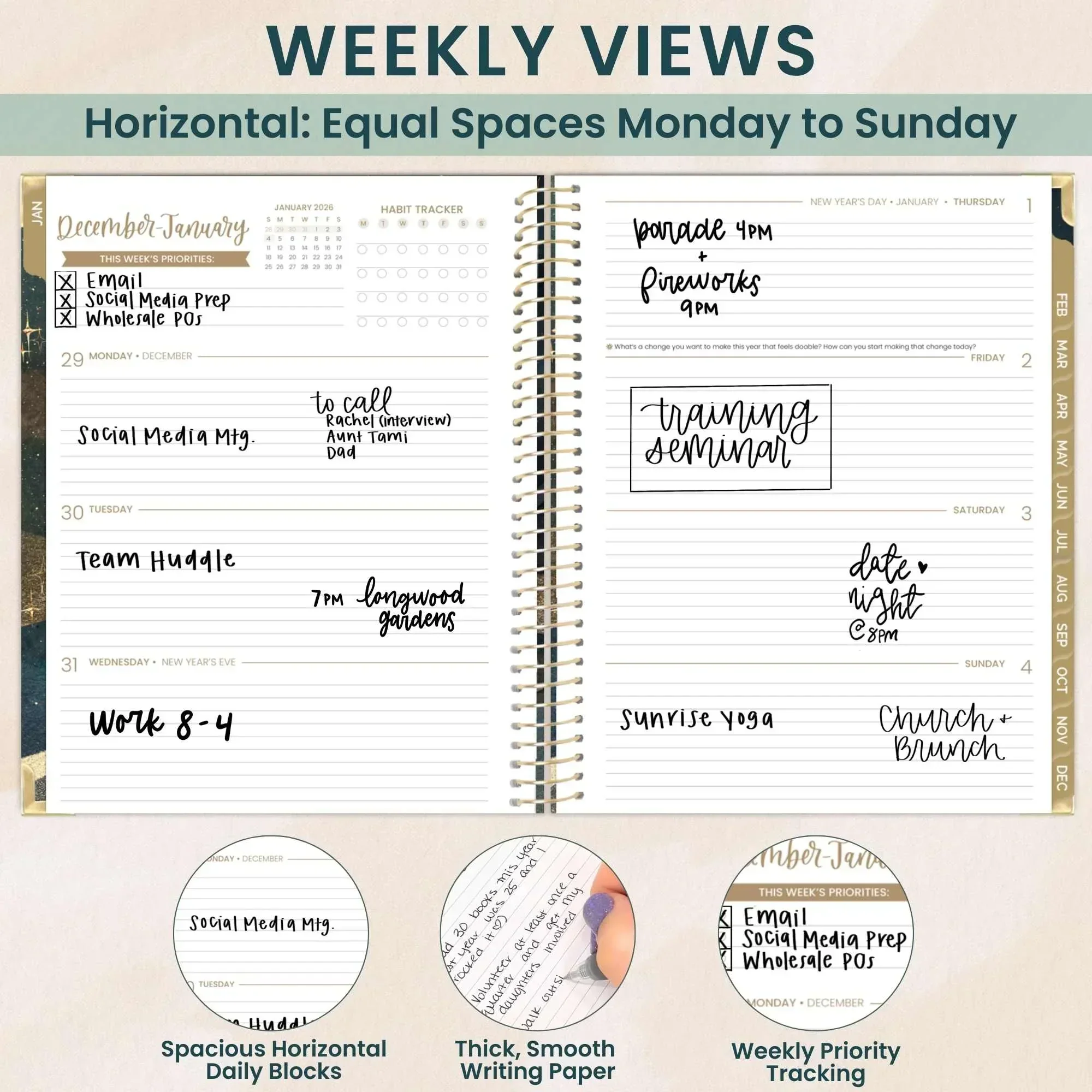 2026 Hard Cover Planner, 8.5" x 11", Celestial Skies - Image 5
