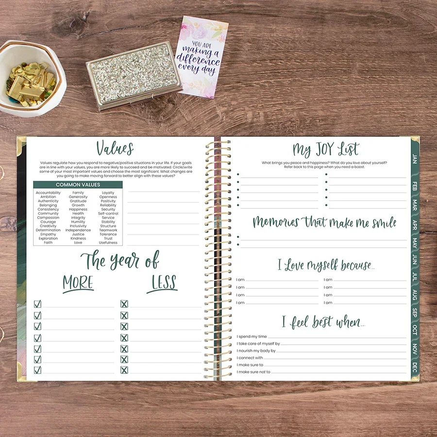 2026 Hard Cover Planner, 8.5" x 11", Emerald Paint Strokes - Image 19