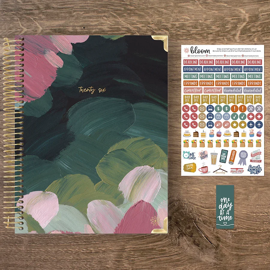 2026 Hard Cover Planner, 8.5" x 11", Emerald Paint Strokes - Image 8