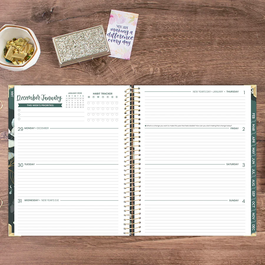 2026 Hard Cover Planner, 8.5" x 11", Eucalyptus, Green - Image 15