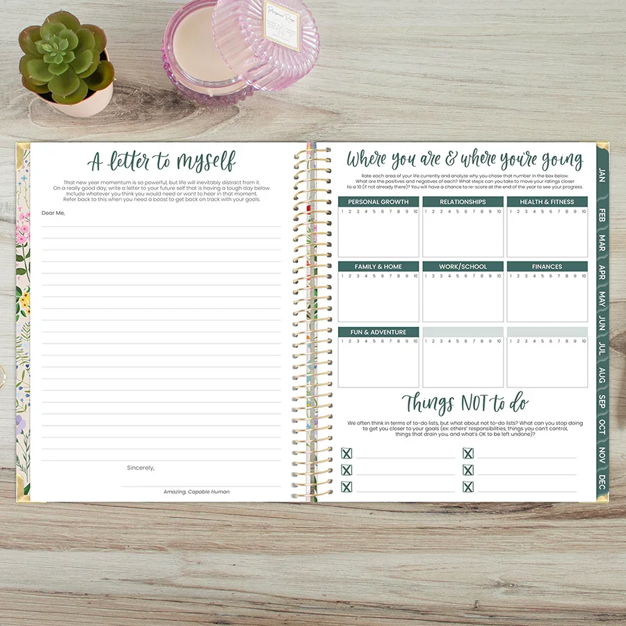 2026 Hard Cover Planner, 8.5" x 11", Garden Party, Beige - Image 14