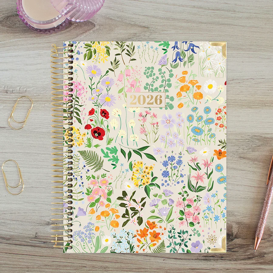 2026 Hard Cover Planner, 8.5" x 11", Garden Party, Beige - Image 9