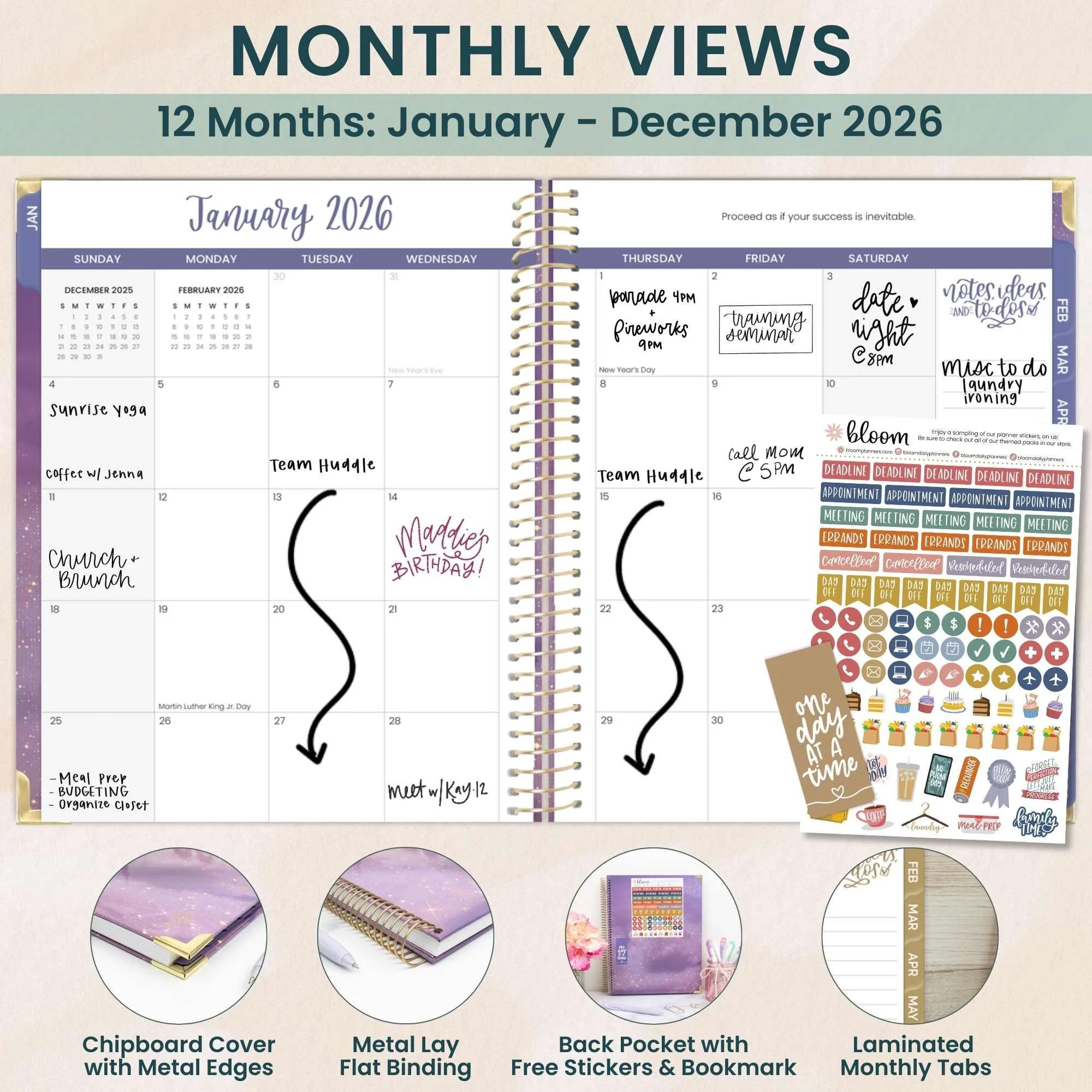 2026 Hard Cover Planner, 8.5" x 11", Good Things are Coming - Image 4