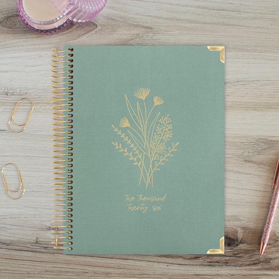 2026 Hard Cover Planner, 8.5" x 11", Linen, Green - Image 9