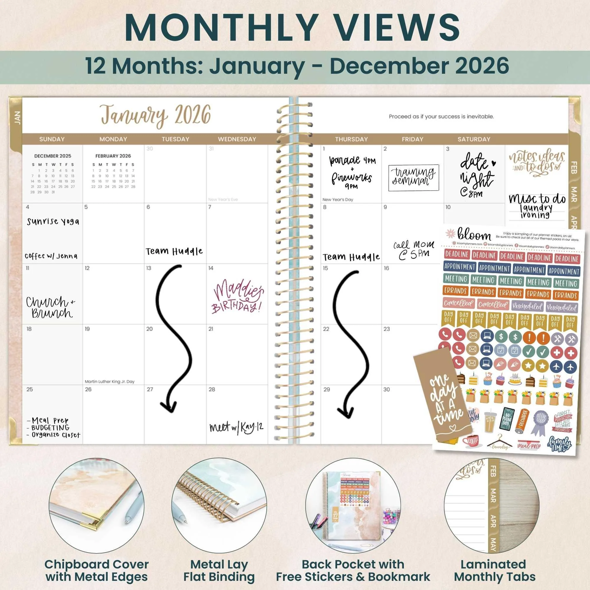 2026 Hard Cover Planner, 8.5" x 11", Ocean Oasis - Image 4