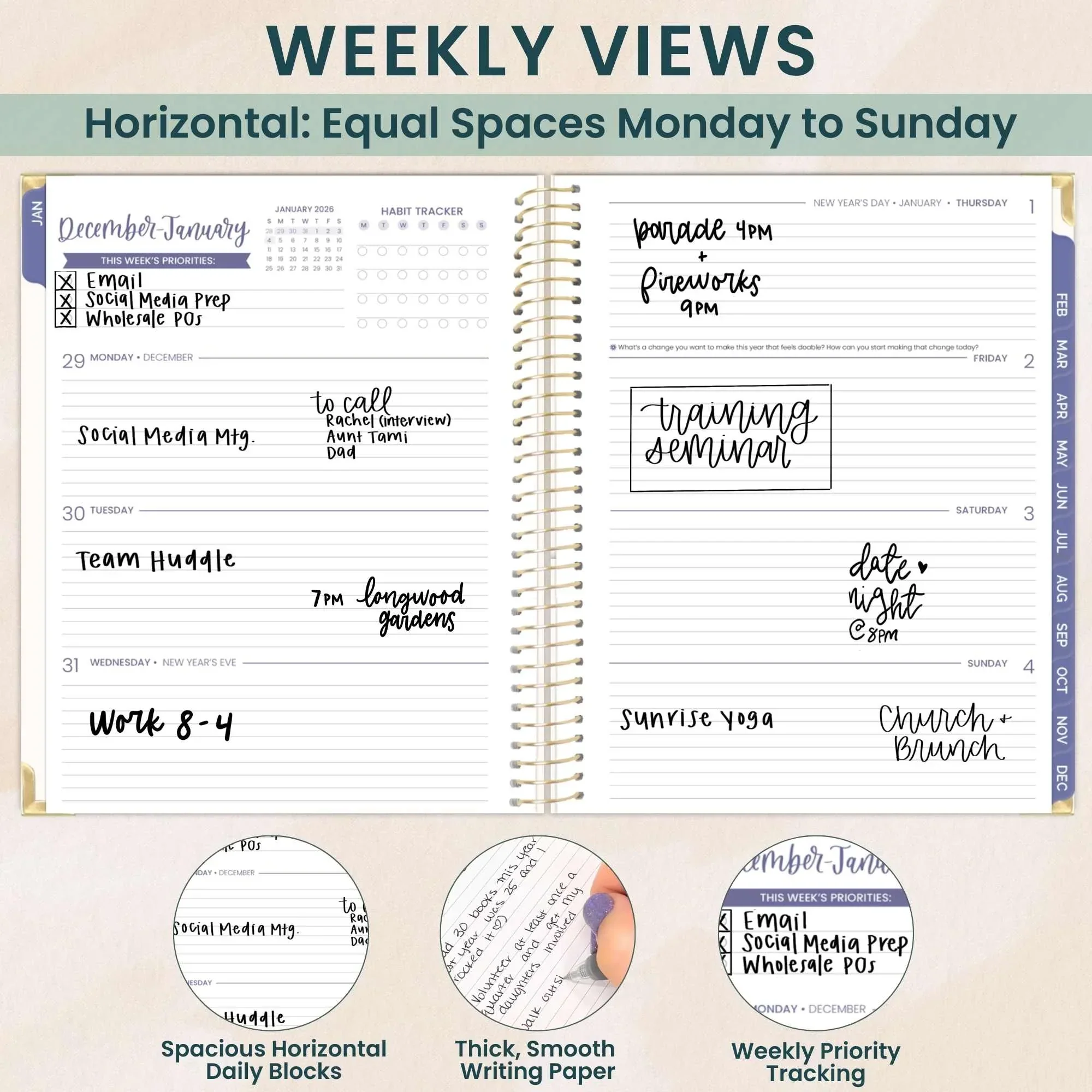2026 Hard Cover Planner, 8.5" x 11", Spread Kindness Like Wildflowers - Image 5